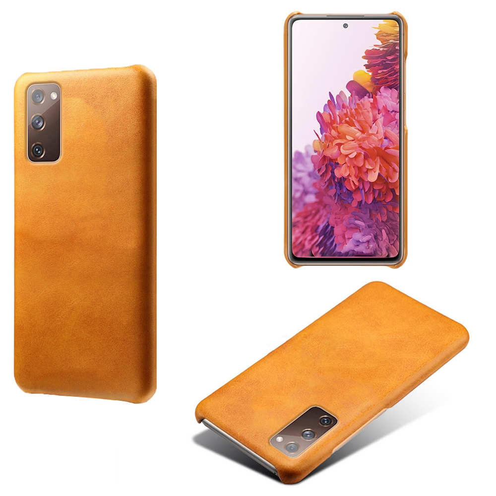 For Samsung Galaxy S20 FE Calf Texture PC + PU Phone Case(Orange) For Samsung Galaxy S20 FE Calf Texture PC + PU Phone Case(Orange)
