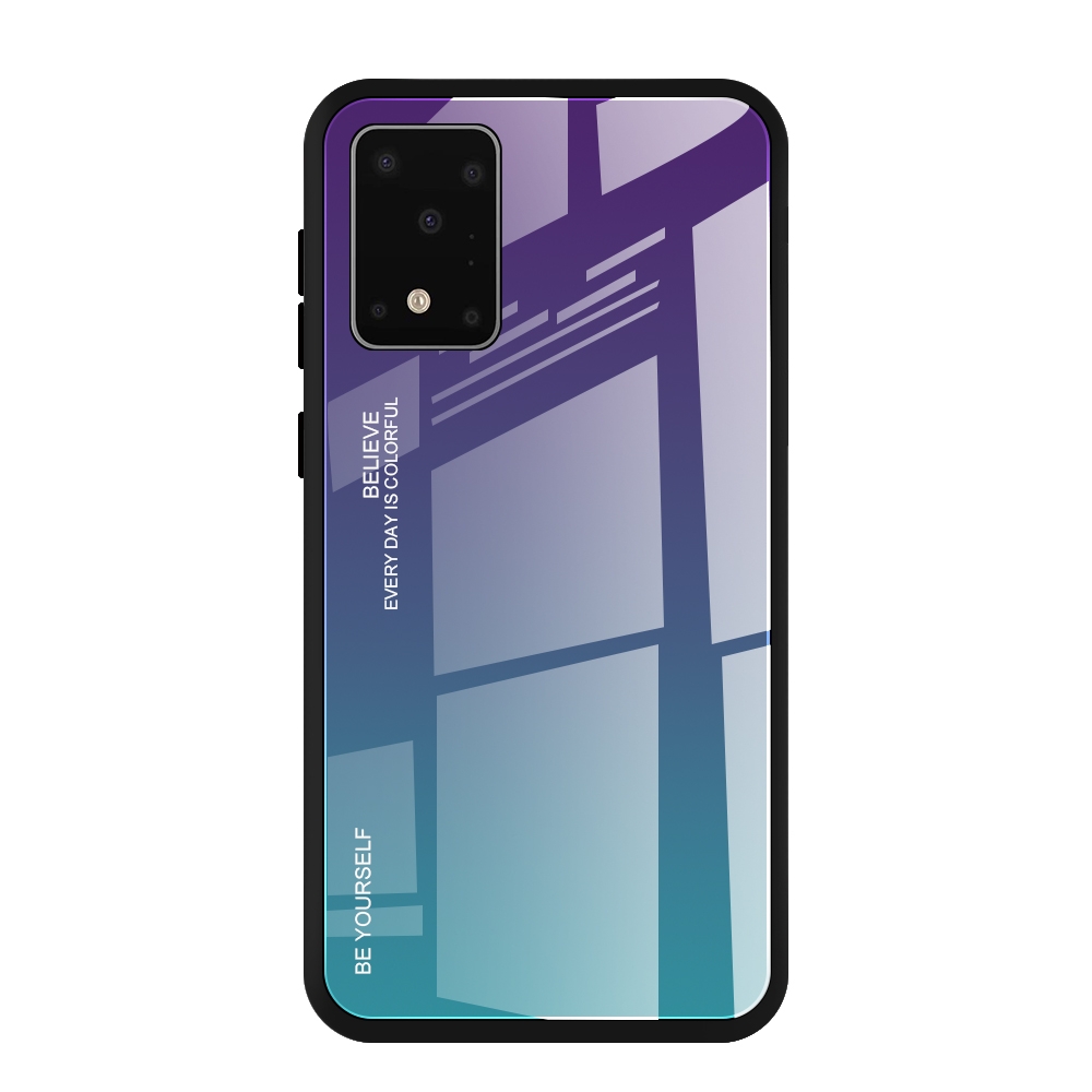 For Galaxy S20 Gradient Color Glass Case(Purple)