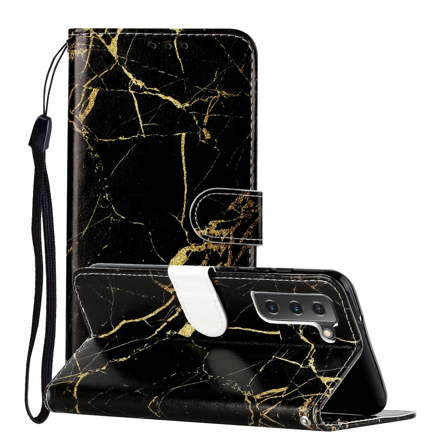 For Samsung Galaxy S22 5G Colored Drawing Marble Pattern PU Leather Phone Case(Black Gold Marble) For Samsung Galaxy S22 5G Colored Drawing Marble Pattern PU Leather Phone Case(Black Gold Marble)