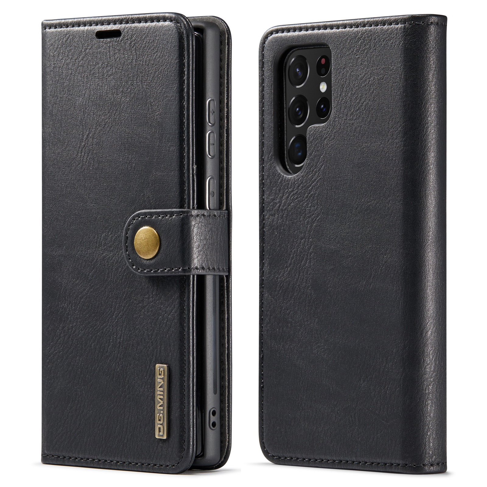 For Samsung Galaxy S22 Ultra 5G DG.MING Crazy Horse Texture Detachable Magnetic Leather Phone Case(Black) For Samsung Galaxy S22 Ultra 5G DG.MING Crazy Horse Texture Detachable Magnetic Leather Phone Case(Black)