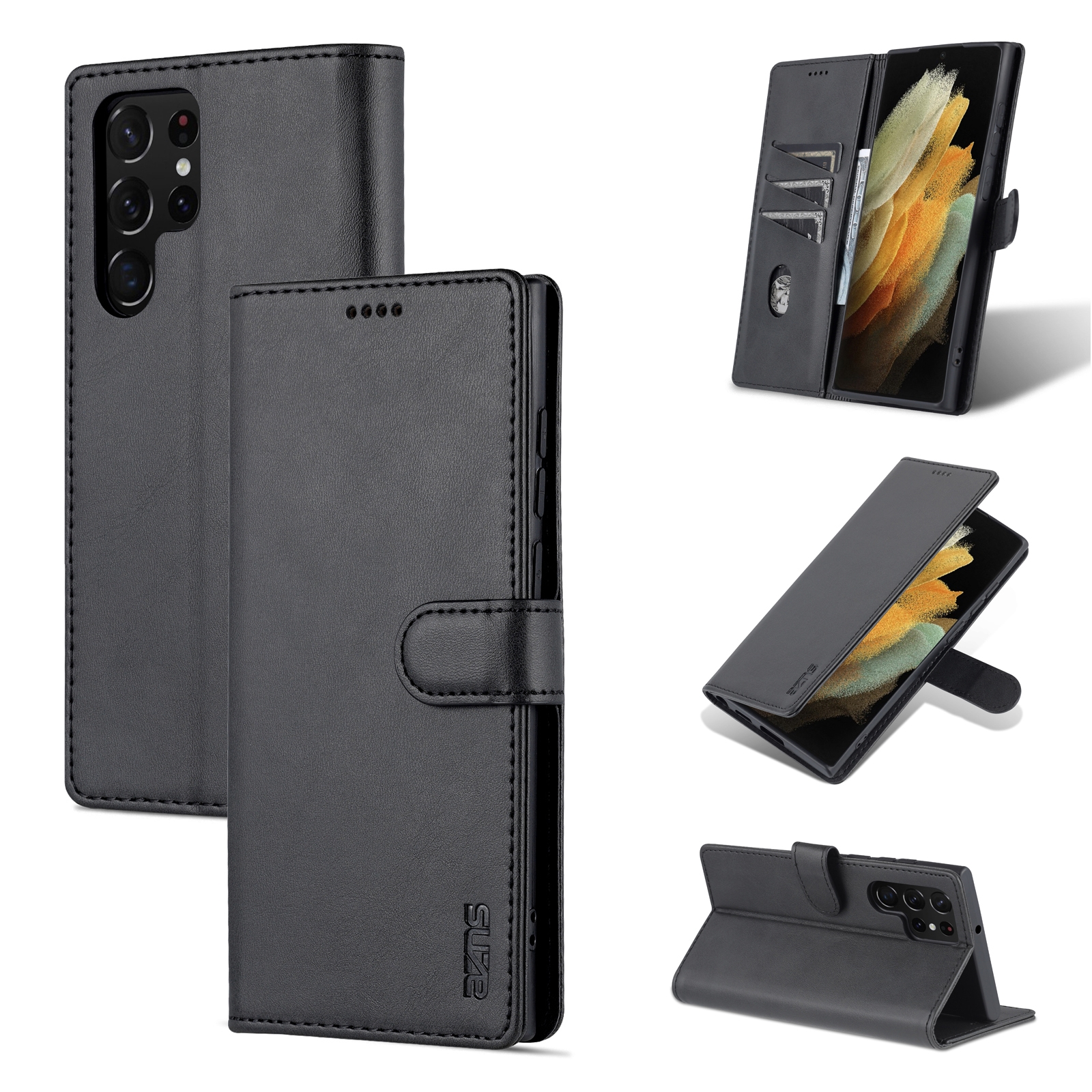 For Samsung Galaxy S22 Ultra 5G AZNS Skin Feel Calf Texture Horizontal Flip Leather Phone Case(Black) For Samsung Galaxy S22 Ultra 5G AZNS Skin Feel Calf Texture Horizontal Flip Leather Phone Case(Black)