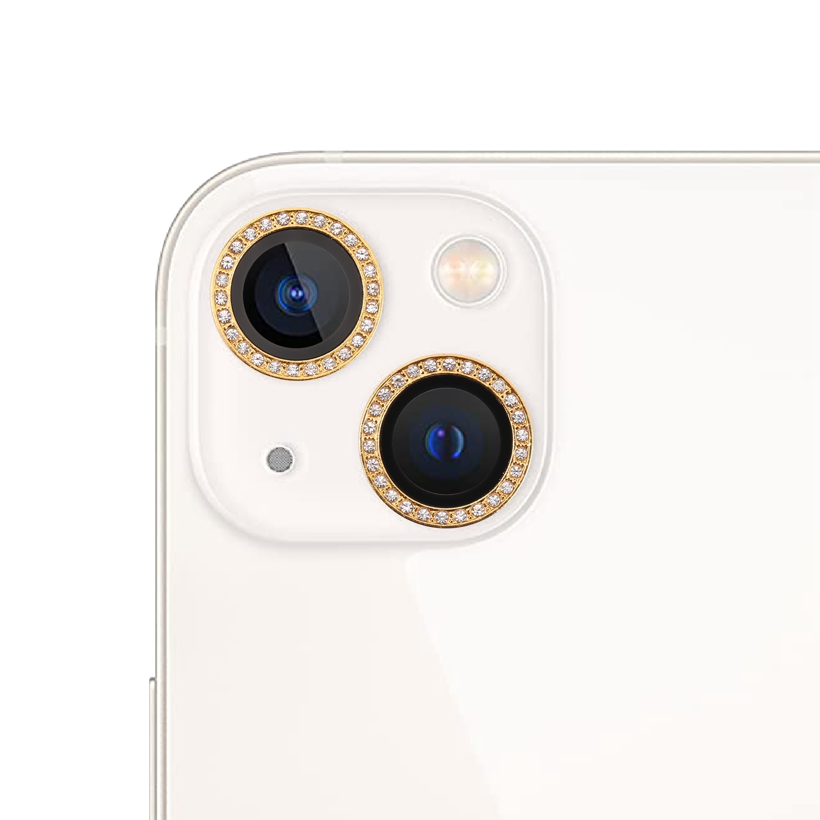 For iPhone 13 9H Point Drill Camera Lens Protector Circle(Gold) For iPhone 13 9H Point Drill Camera Lens Protector Circle(Gold)