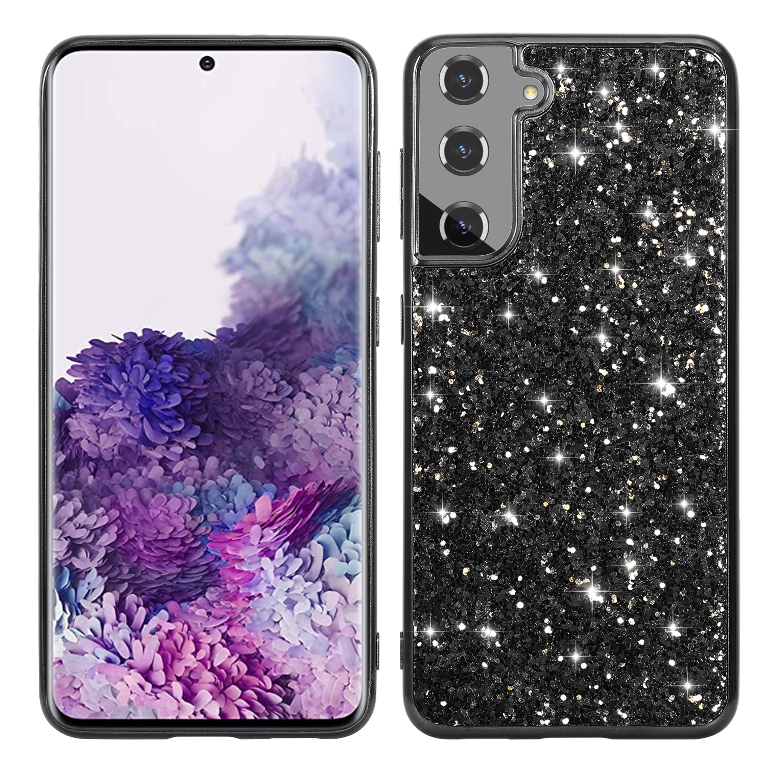 For Samsung Galaxy S22 5G Glitter Powder Shockproof TPU Protective Phone Case(Black) For Samsung Galaxy S22 5G Glitter Powder Shockproof TPU Protective Phone Case(Black)