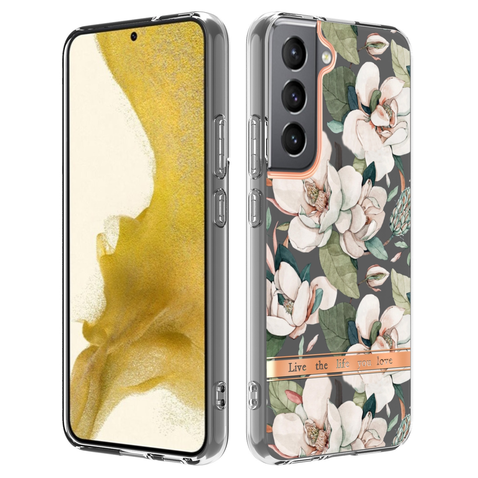 For Samsung Galaxy S22+ Flowers and Plants Series IMD TPU Phone Case(Green Gardenia) For Samsung Galaxy S22+ Flowers and Plants Series IMD TPU Phone Case(Green Gardenia)