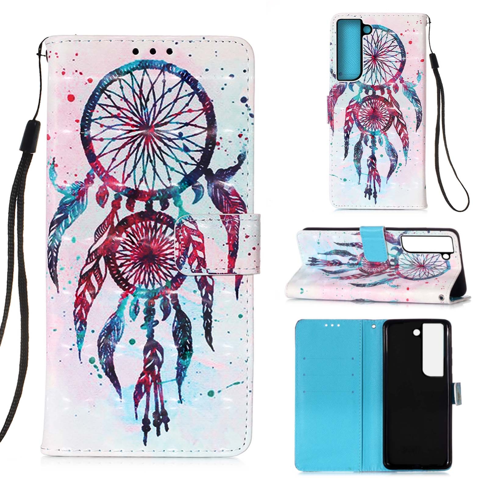 For Samsung Galaxy S22 5G 3D Painting Flip Leather Case with Holder(Wind Chimes) For Samsung Galaxy S22 5G 3D Painting Flip Leather Case with Holder(Wind Chimes)