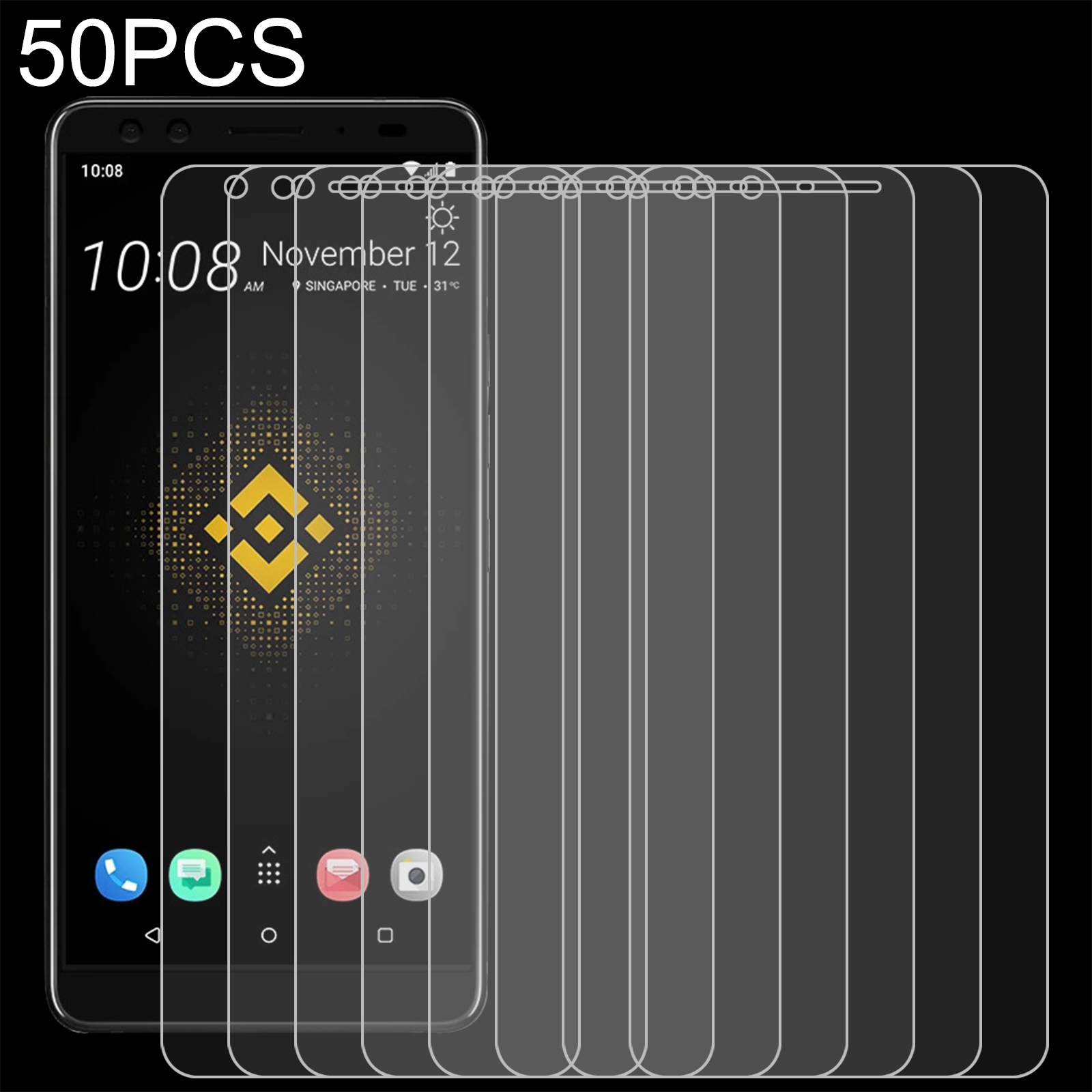 50 PCS 0.26mm 9H 2.5D Tempered Glass Film For HTC EXODUS 1 - Binance Edition