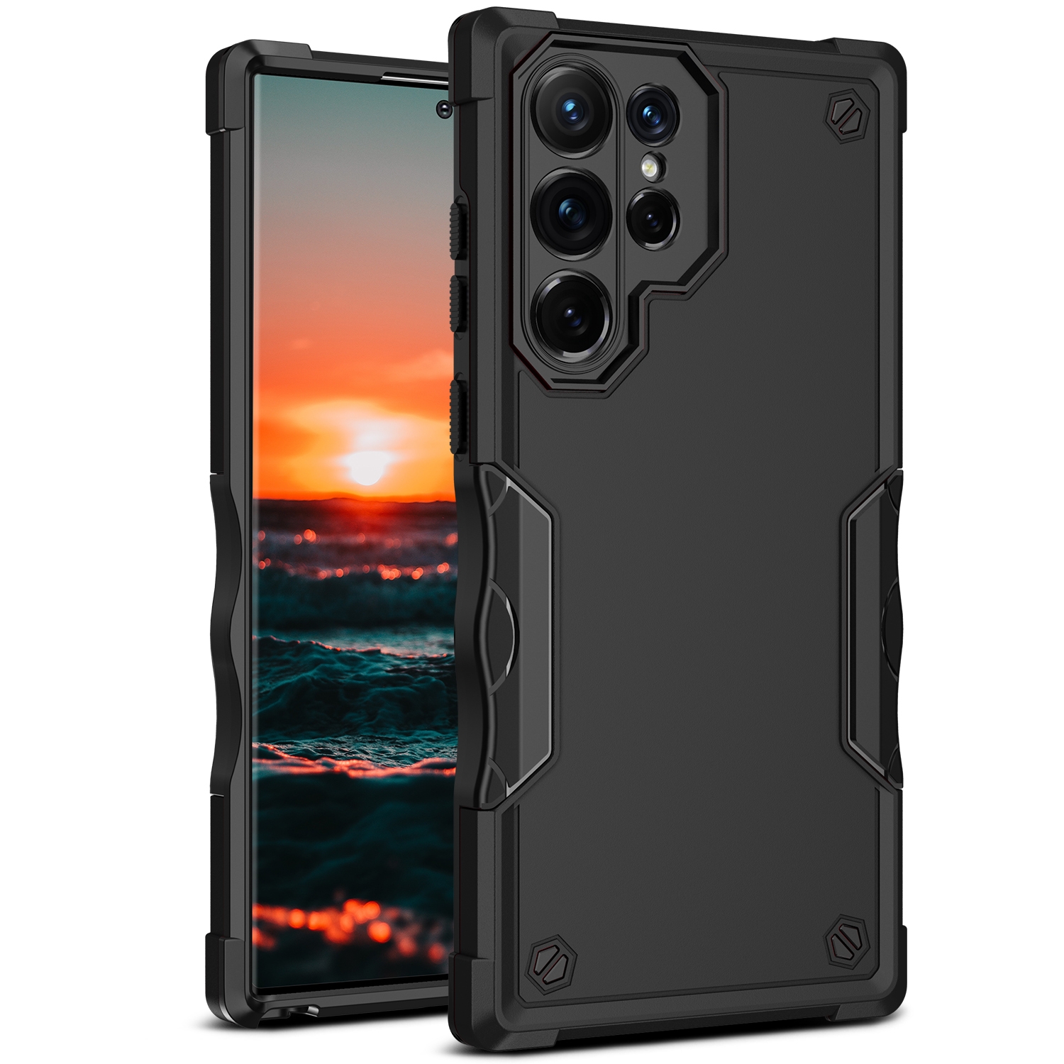For Samsung Galaxy S22 Ultra 5G Non-slip Armor Phone Case(Black) For Samsung Galaxy S22 Ultra 5G Non-slip Armor Phone Case(Black)