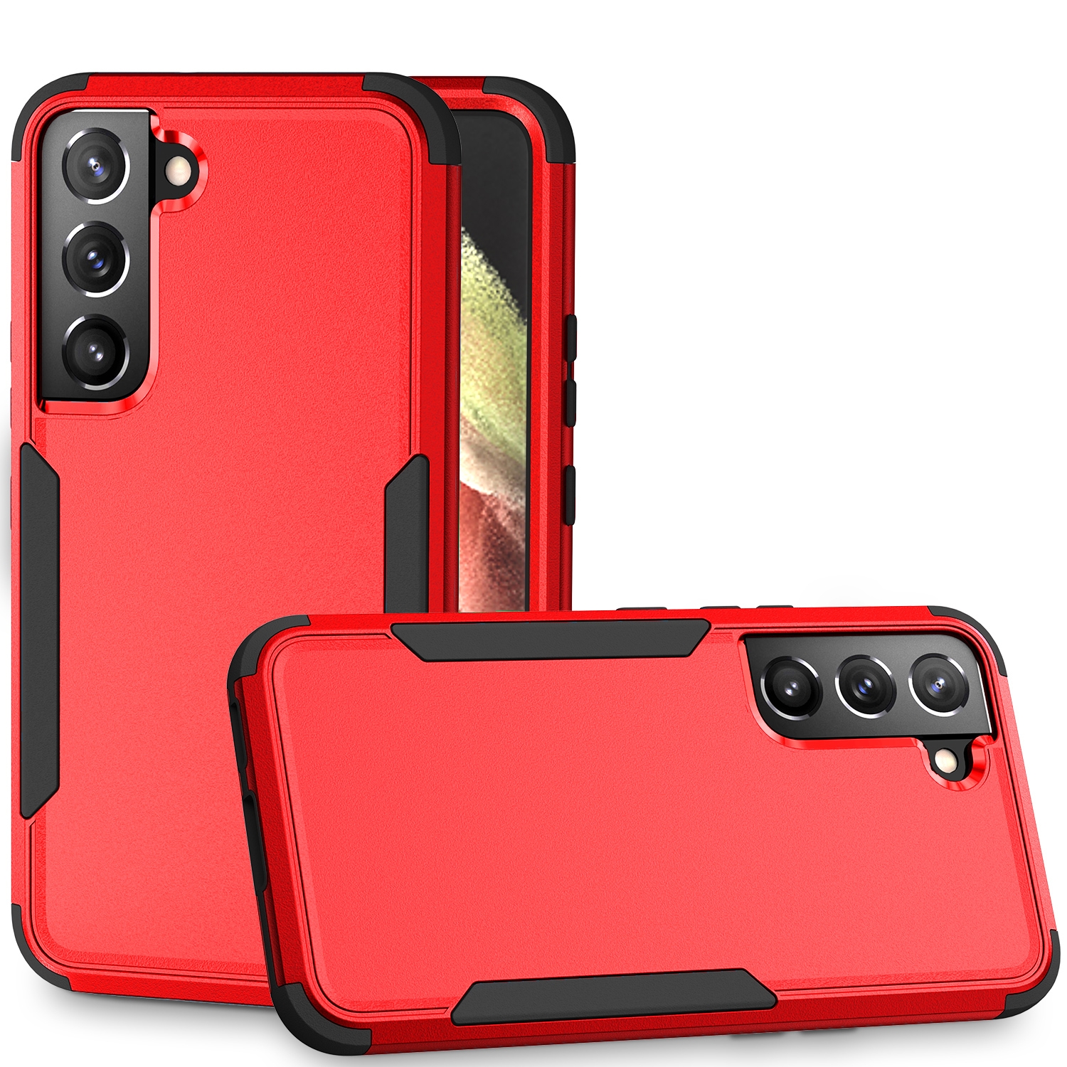 For Samsung Galaxy S22 5G TPU + PC Shockproof Phone Case(Red+Black) For Samsung Galaxy S22 5G TPU + PC Shockproof Phone Case(Red+Black)