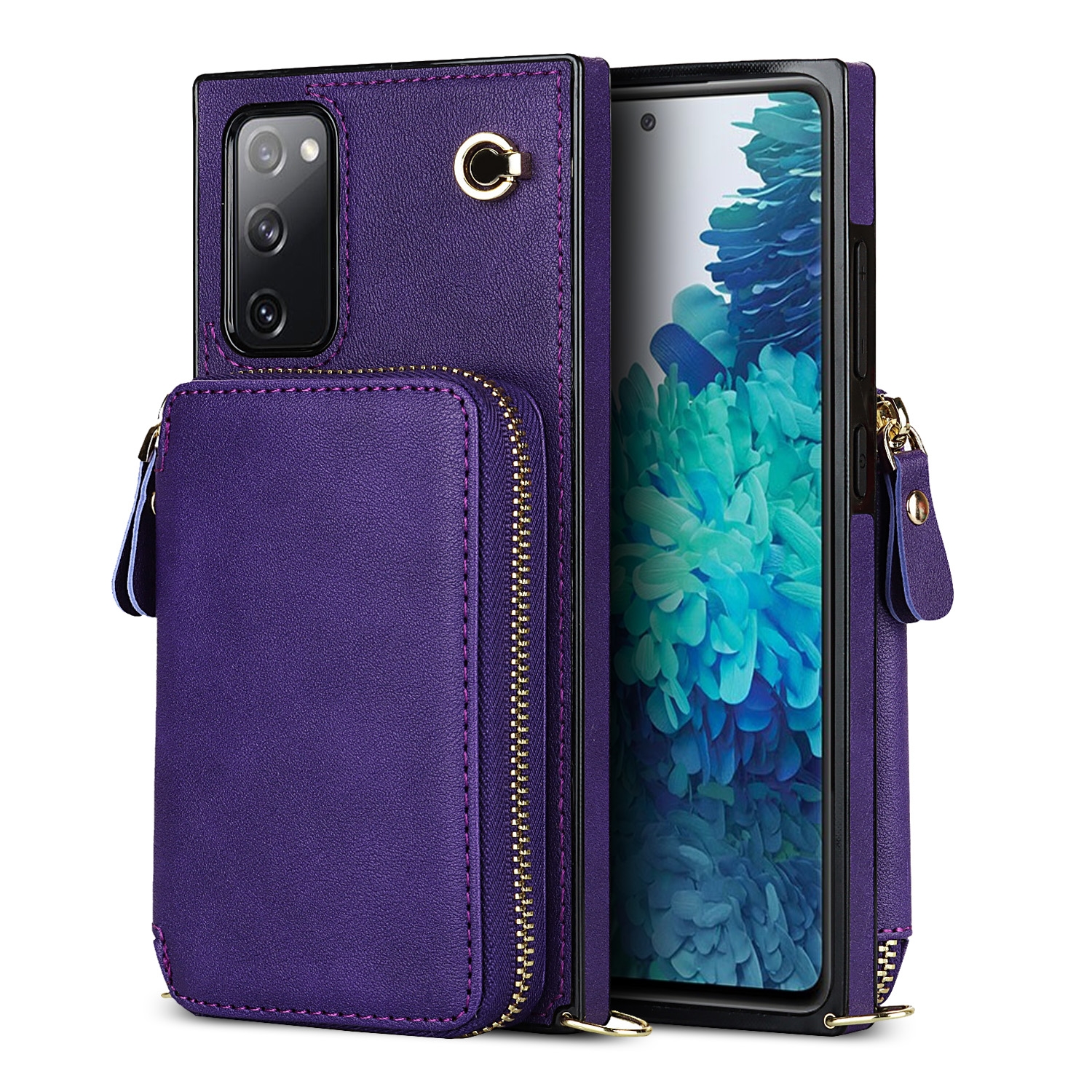 For Samsung Galaxy S20 FE Cross-body Zipper Big Wallet Bag Square Phone Case(Purple) For Samsung Galaxy S20 FE Cross-body Zipper Big Wallet Bag Square Phone Case(Purple)