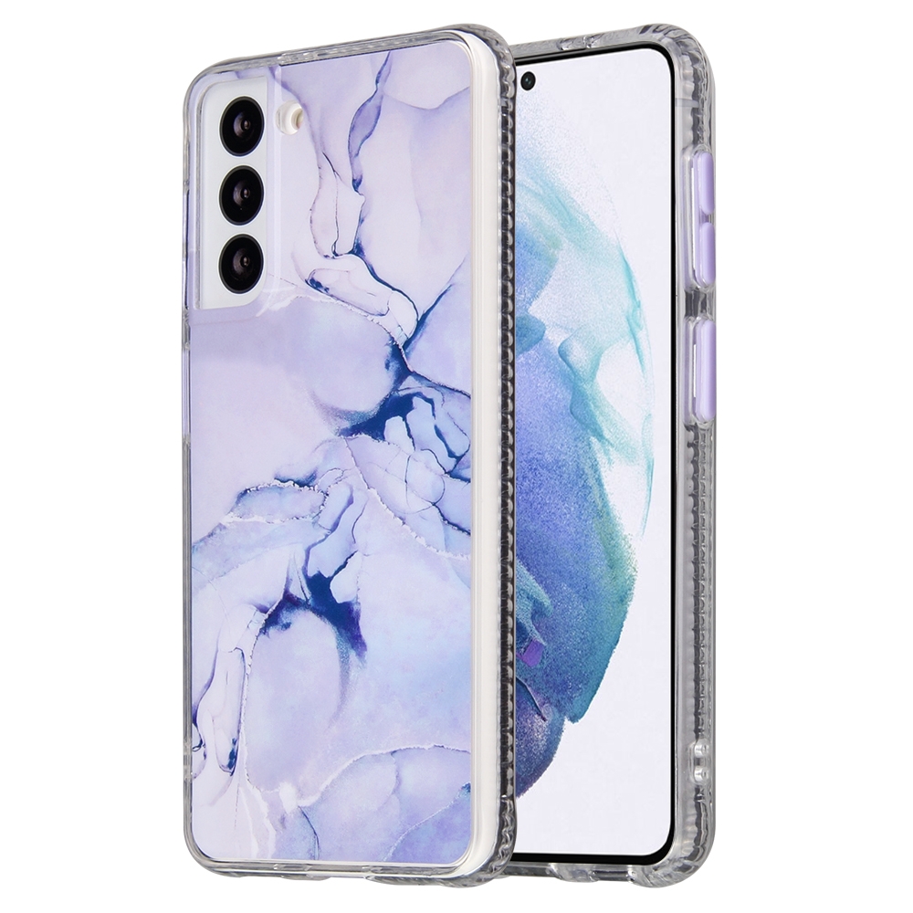 For Samsung Galaxy S22+ 5G Glazed Marble Pattern TPU + Acrylic Phone Case(White)