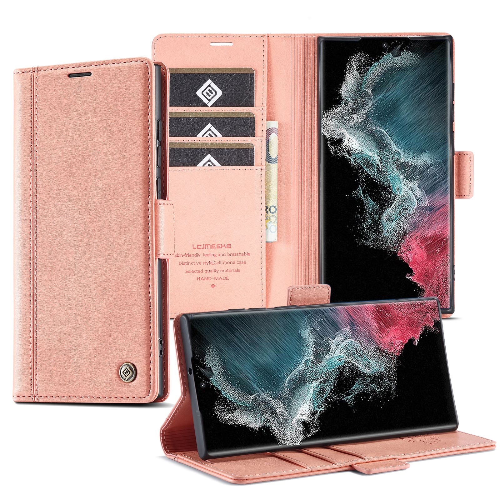 For Samsung Galaxy S22 Ultra LC.IMEEKE PU + TPU Skin-friendly Feeling Leather Phone Case(Rose Gold) For Samsung Galaxy S22 Ultra LC.IMEEKE PU + TPU Skin-friendly Feeling Leather Phone Case(Rose Gold)