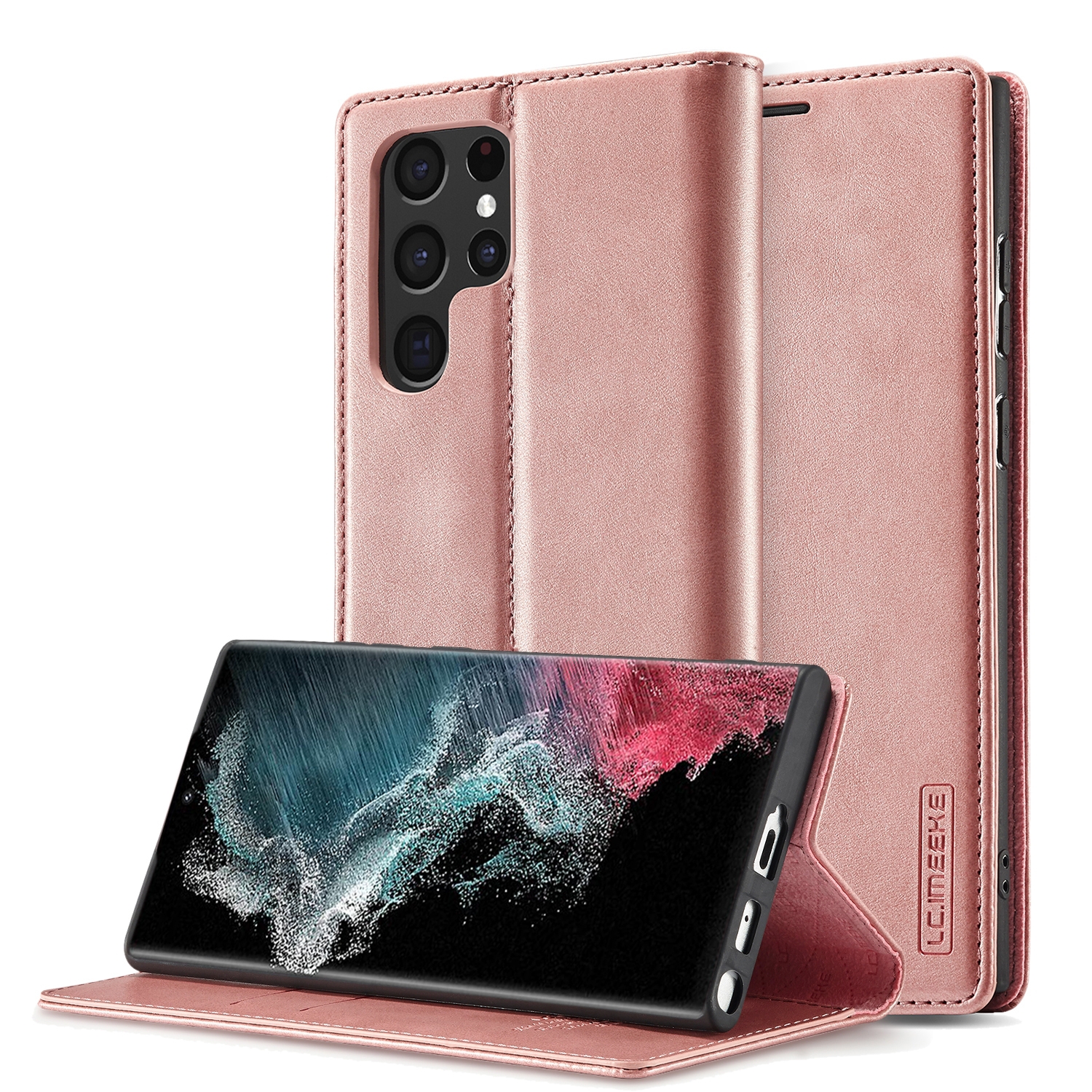 For Samsung Galaxy S22 Ultra LC.IMEEKE Soft PU + TPU Magnetic Skin-friendly Feeling Leather Phone Case(Rose Gold) For Samsung Galaxy S22 Ultra LC.IMEEKE Soft PU + TPU Magnetic Skin-friendly Feeling Leather Phone Case(Rose Gold)