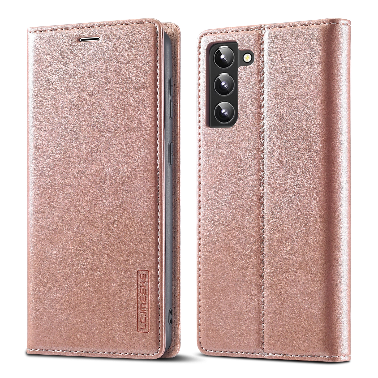 For Samsung Galaxy S22+ 5G LC.IMEEKE Soft PU + TPU Magnetic Skin-friendly Feeling Leather Phone Case(Rose Gold) For Samsung Galaxy S22+ 5G LC.IMEEKE Soft PU + TPU Magnetic Skin-friendly Feeling Leather Phone Case(Rose Gold)