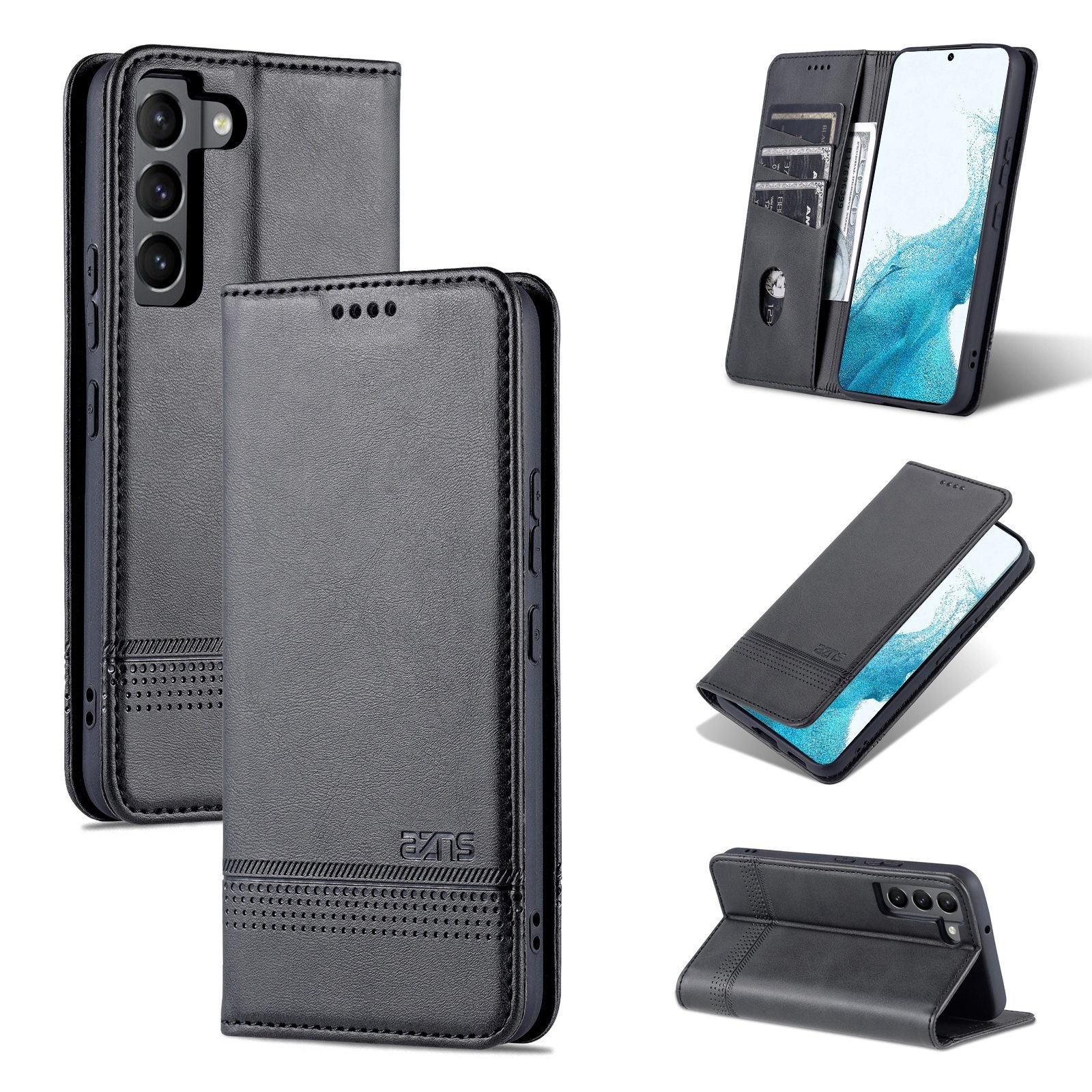 For Samsung Galaxy S22+ AZNS Magnetic Calf Texture Horizontal Flip Leather Phone Case(Black) For Samsung Galaxy S22+ AZNS Magnetic Calf Texture Horizontal Flip Leather Phone Case(Black)