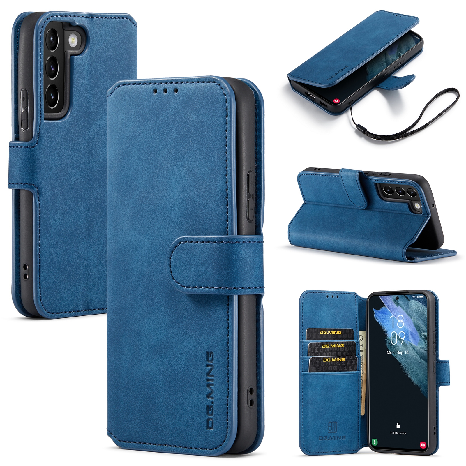 For Samsung Galaxy S22+ DG.MING Retro Oil Side Horizontal Flip Leather Case with Holder & Card Slots & Wallet(Blue) For Samsung Galaxy S22+ DG.MING Retro Oil Side Horizontal Flip Leather Case with Holder & Card Slots & Wallet(Blue)