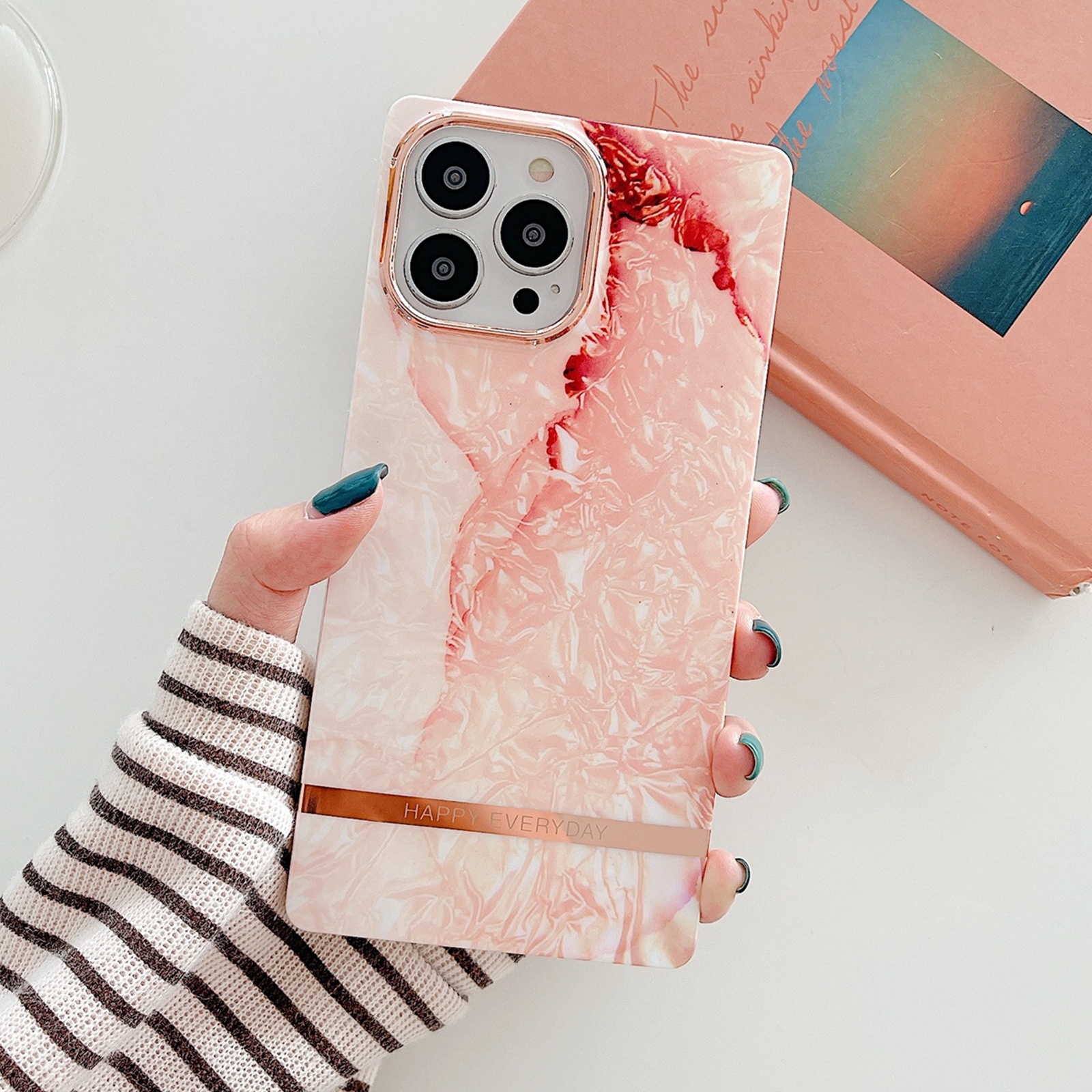 For iPhone 11 Pro Square Plating Gold Edge Phone Case (Orange Red) For iPhone 11 Pro Square Plating Gold Edge Phone Case (Orange Red)