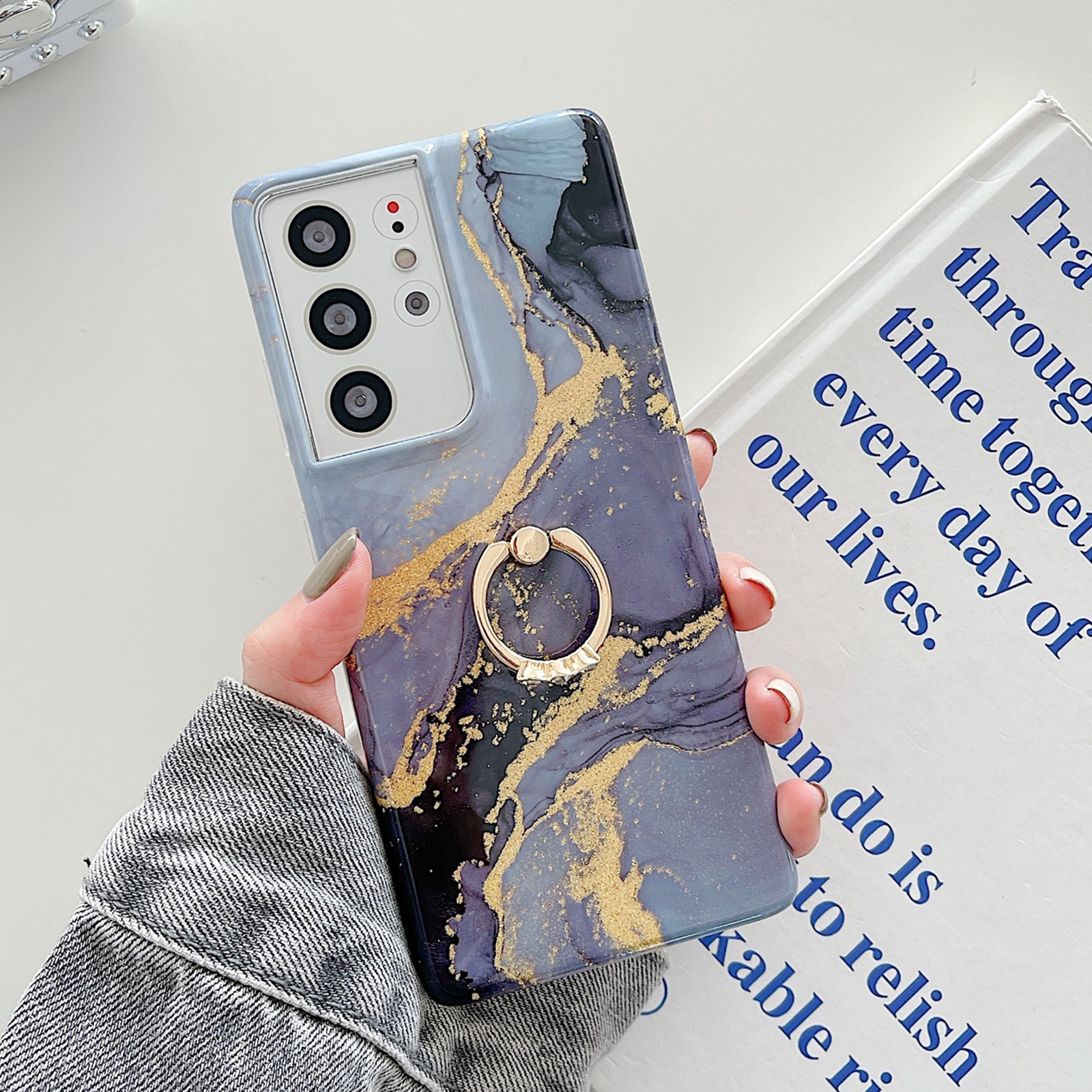 For Samsung Galaxy S20 FE Ring Holder Glitter Marble Phone Case(Twilight Black) For Samsung Galaxy S20 FE Ring Holder Glitter Marble Phone Case(Twilight Black)