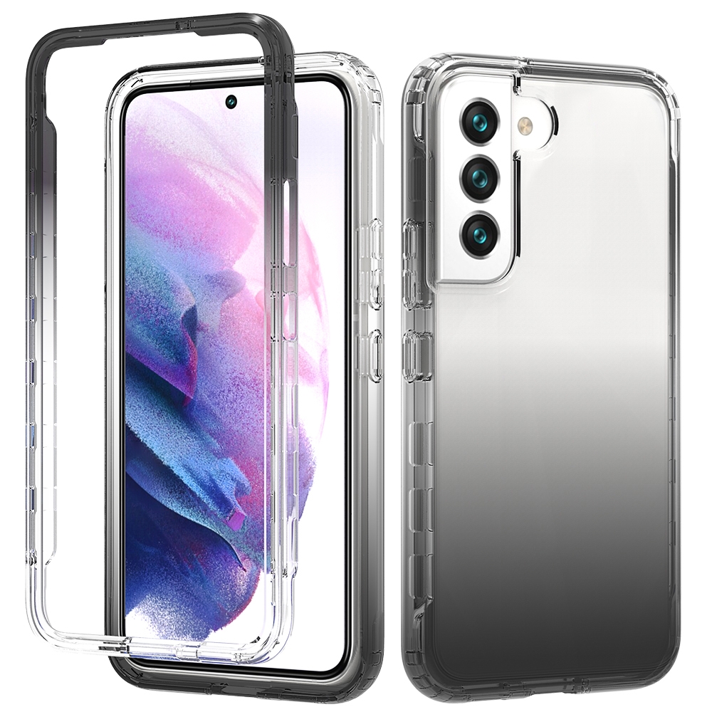 For Samsung Galaxy S22 5G Transparency Two-color Gradient PC+TPU Phone Case(Black) For Samsung Galaxy S22 5G Transparency Two-color Gradient PC+TPU Phone Case(Black)