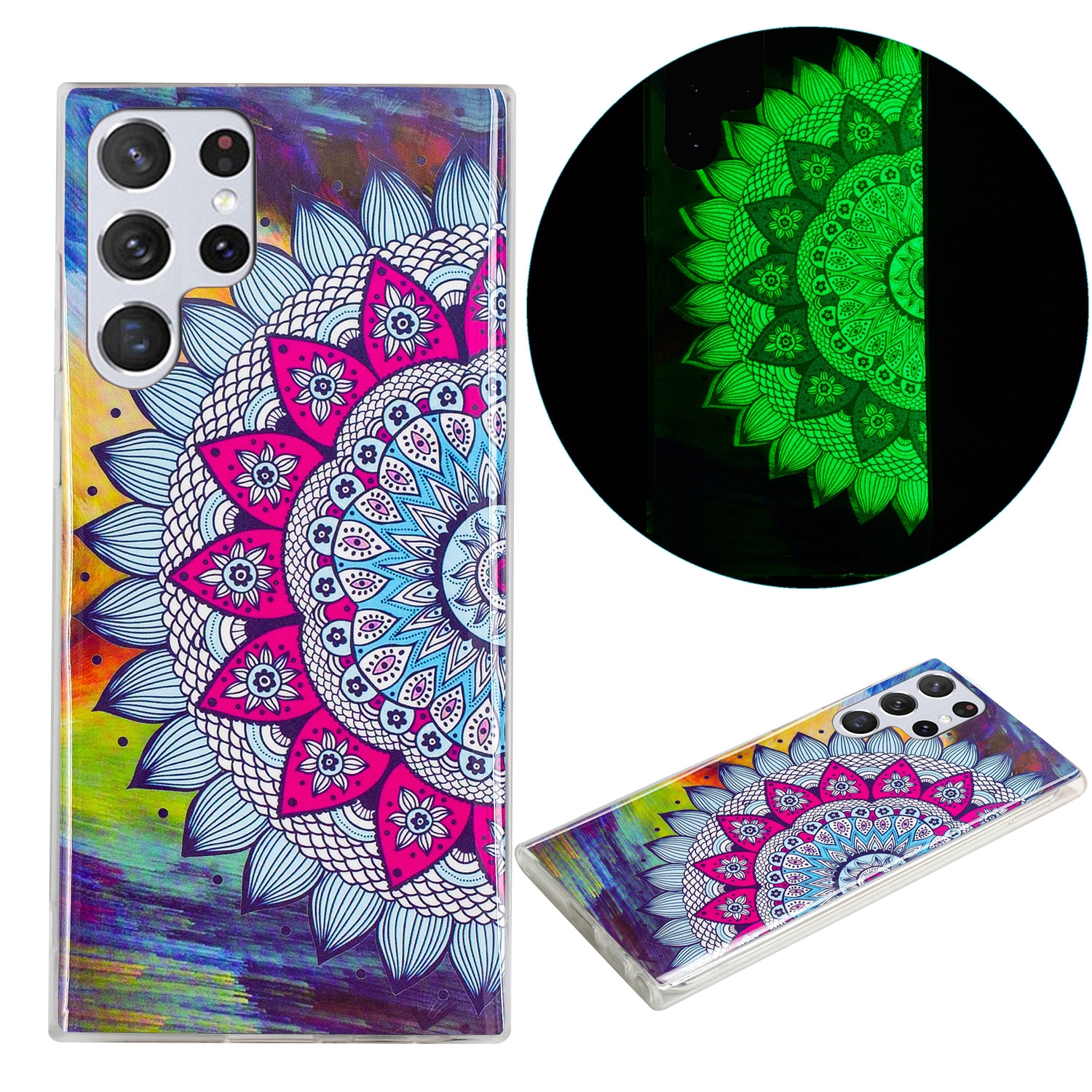 For Samsung Galaxy S22 Ultra 5G Luminous TPU Protective Phone Case(Half-flower) For Samsung Galaxy S22 Ultra 5G Luminous TPU Protective Phone Case(Half-flower)