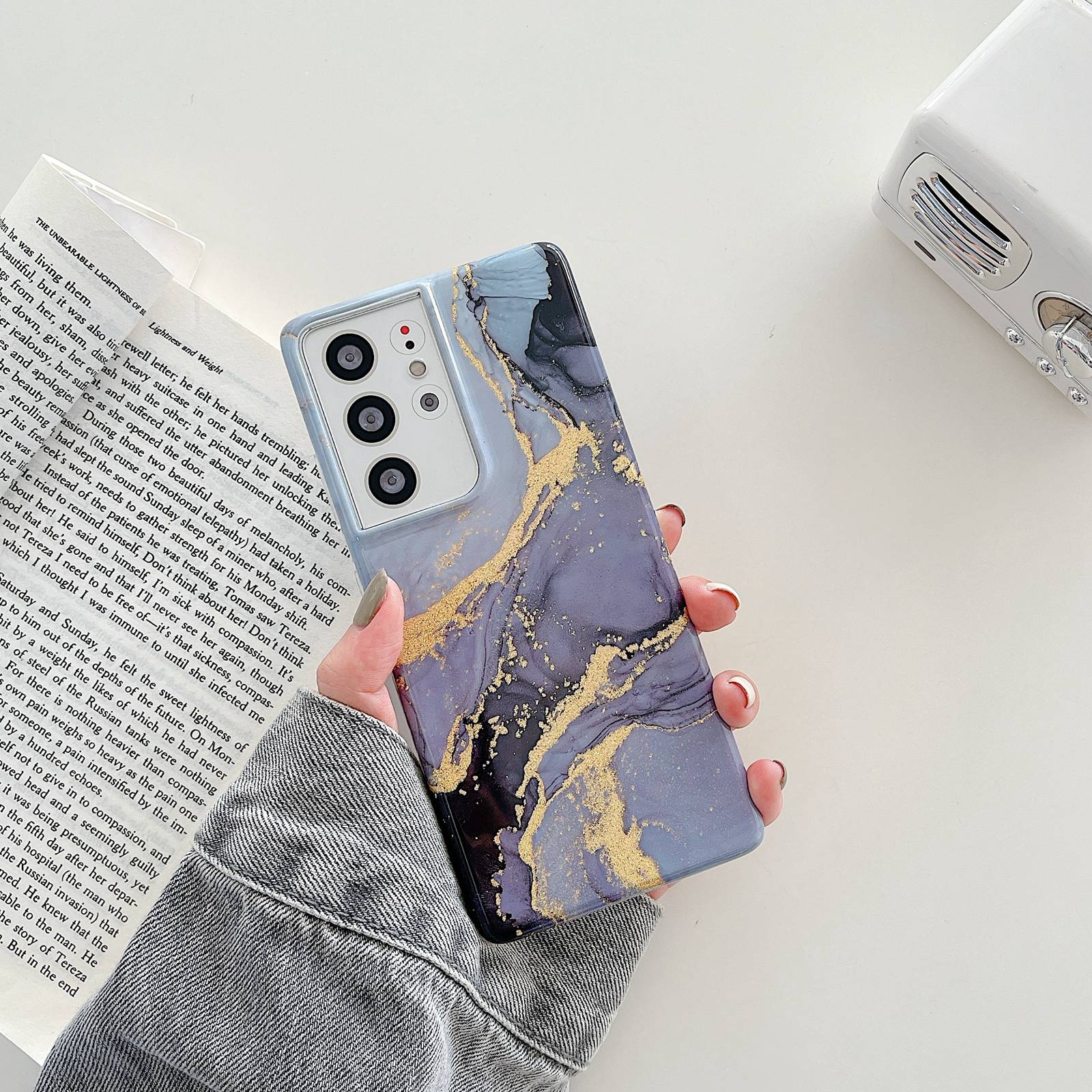 For Samsung Galaxy S22 Ultra 5G Glitter Marble Phone Case(Twilight Black) For Samsung Galaxy S22 Ultra 5G Glitter Marble Phone Case(Twilight Black)
