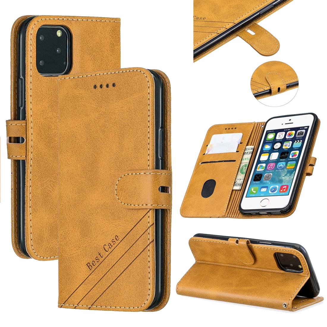 For iPhone 11 Pro Stitching Style 2-Color Cow Texture Horizontal Flip PU Leather Case with Holder & Card Slot & Lanyard(Yellow) For iPhone 11 Pro Stitching Style 2-Color Cow Texture Horizontal Flip PU Leather Case with Holder & Card Slot & Lanyard(Yellow)