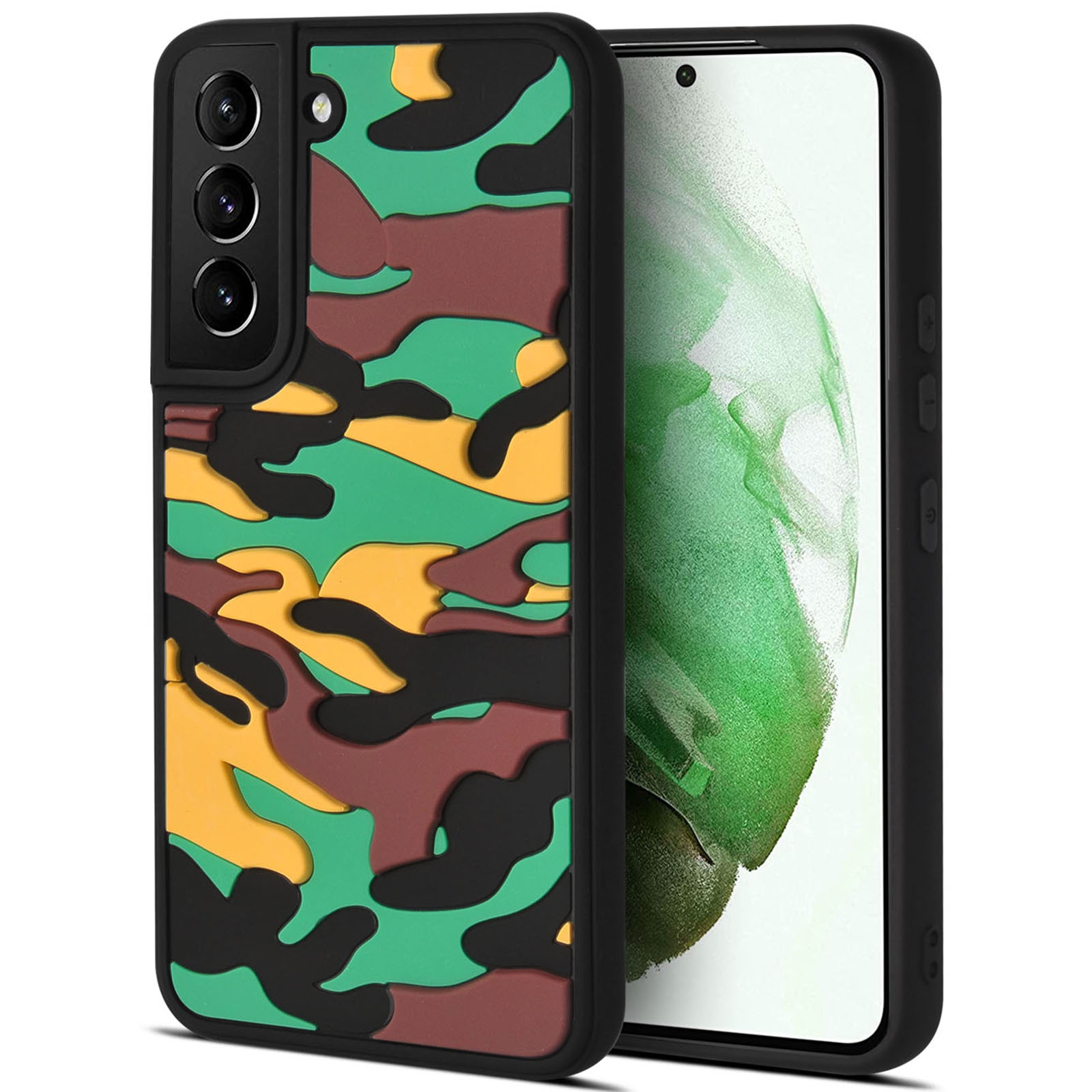 For Samsung Galaxy S22 5G Camouflage Clouds Embossed Skin Feel Silicone Shockproof Phone Case(Green Yellow) For Samsung Galaxy S22 5G Camouflage Clouds Embossed Skin Feel Silicone Shockproof Phone Case(Green Yellow)