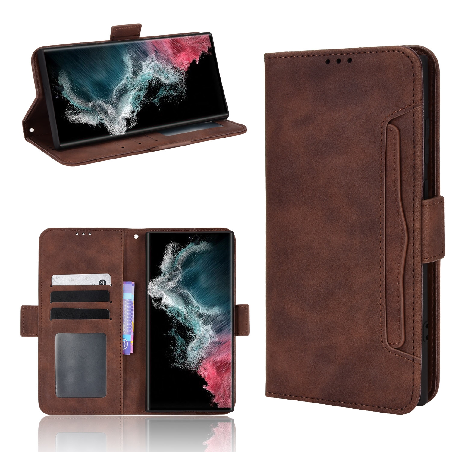 For Samsung Galaxy S22 Ultra 5G Skin Feel Calf Pattern Leather Phone Case(Brown) For Samsung Galaxy S22 Ultra 5G Skin Feel Calf Pattern Leather Phone Case(Brown)