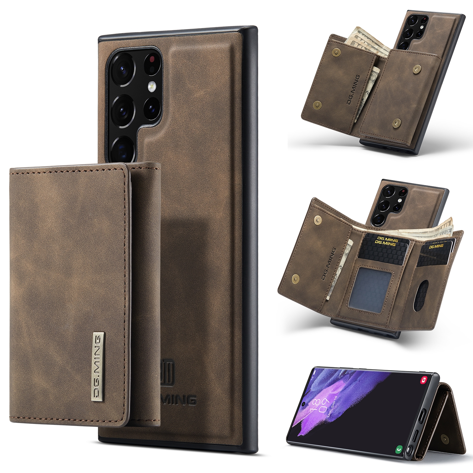 For Samsung Galaxy S22 Ultra 5G DG.MING M1 Series 3-Fold Multi Card Wallet Phone Case(Coffee) For Samsung Galaxy S22 Ultra 5G DG.MING M1 Series 3-Fold Multi Card Wallet Phone Case(Coffee)