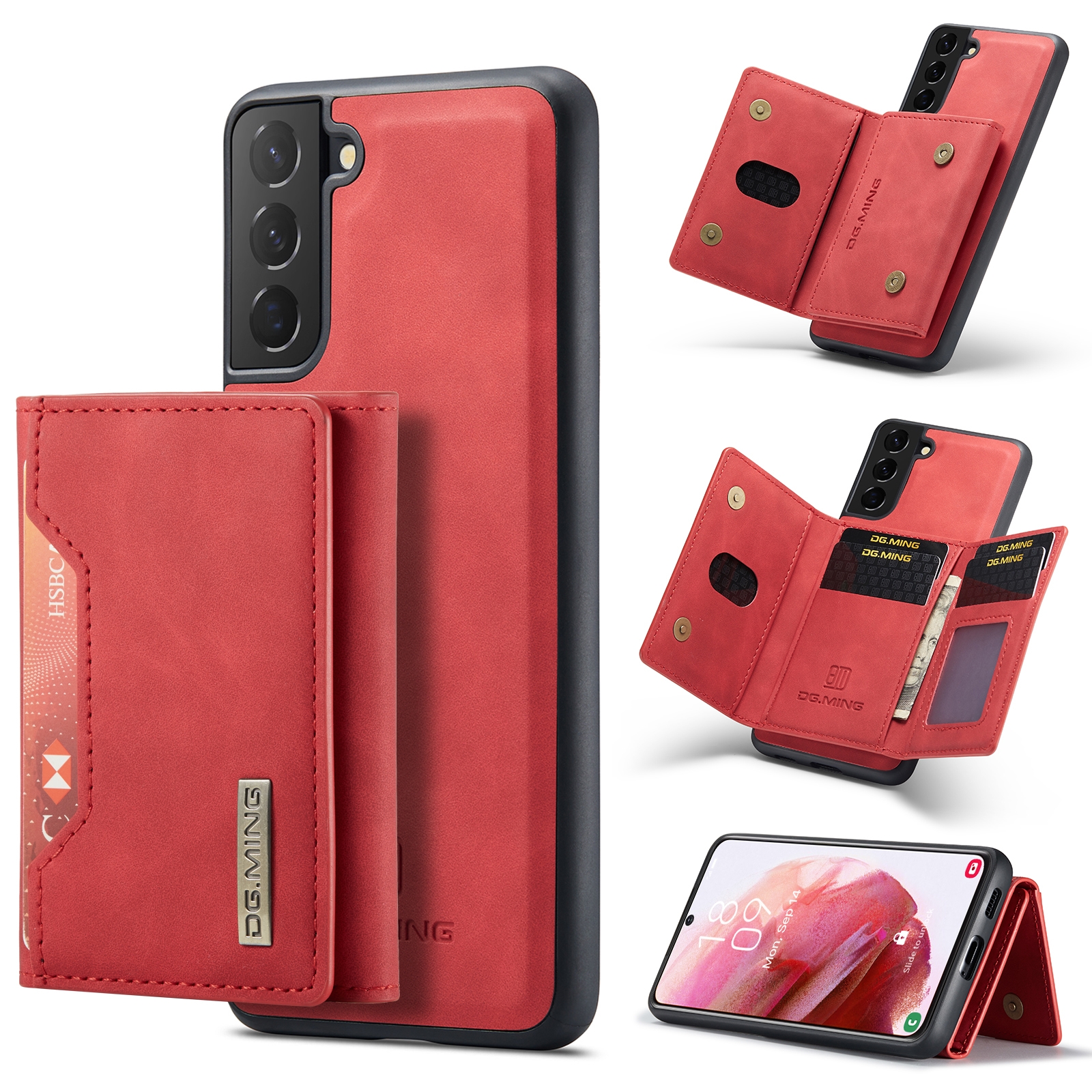 For Samsung Galaxy S22+ 5G DG.MING M2 Series 3-Fold Multi Card Bag Back Cover Phone Case(Red) For Samsung Galaxy S22+ 5G DG.MING M2 Series 3-Fold Multi Card Bag Back Cover Phone Case(Red)