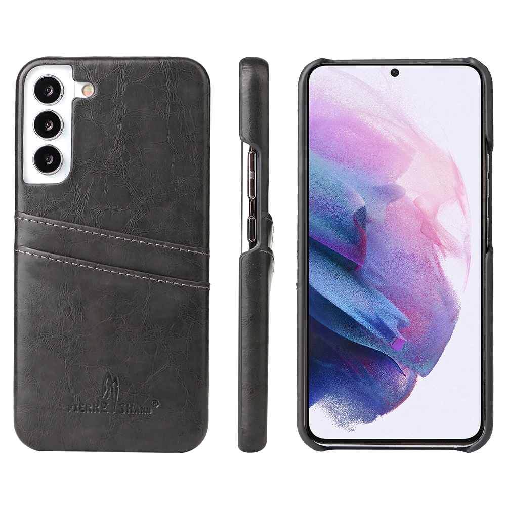 For Samsung Galaxy S22 5G Fierre Shann Retro Oil Wax Texture PU Leather Phone Case with Card Slots(Black) For Samsung Galaxy S22 5G Fierre Shann Retro Oil Wax Texture PU Leather Phone Case with Card Slots(Black)