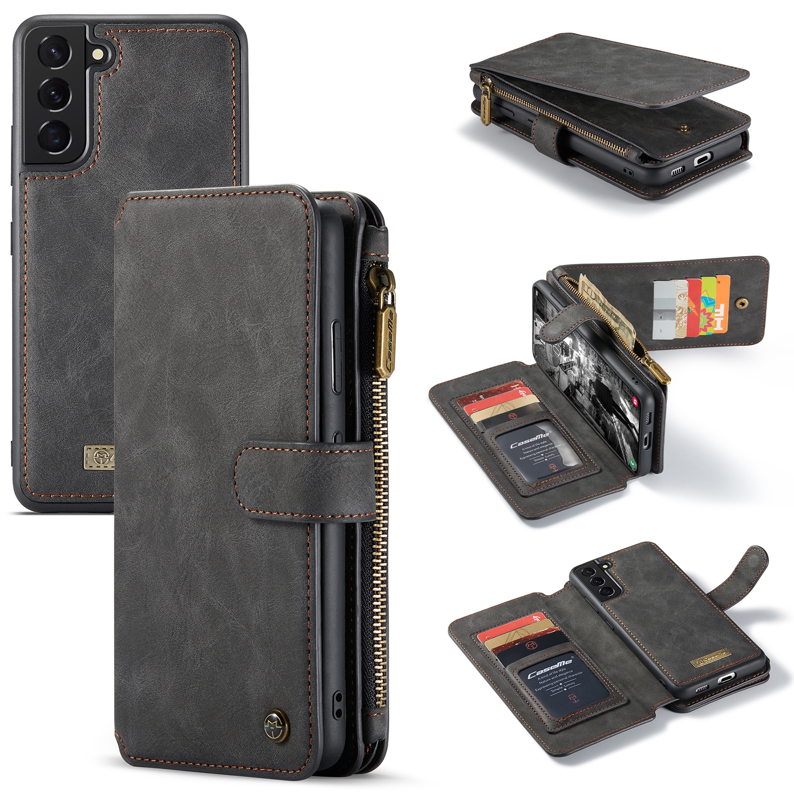 For Samsung Galaxy S22 5G CaseMe-007 Detachable Multifunctional Leather Phone Case(Black) For Samsung Galaxy S22 5G CaseMe-007 Detachable Multifunctional Leather Phone Case(Black)