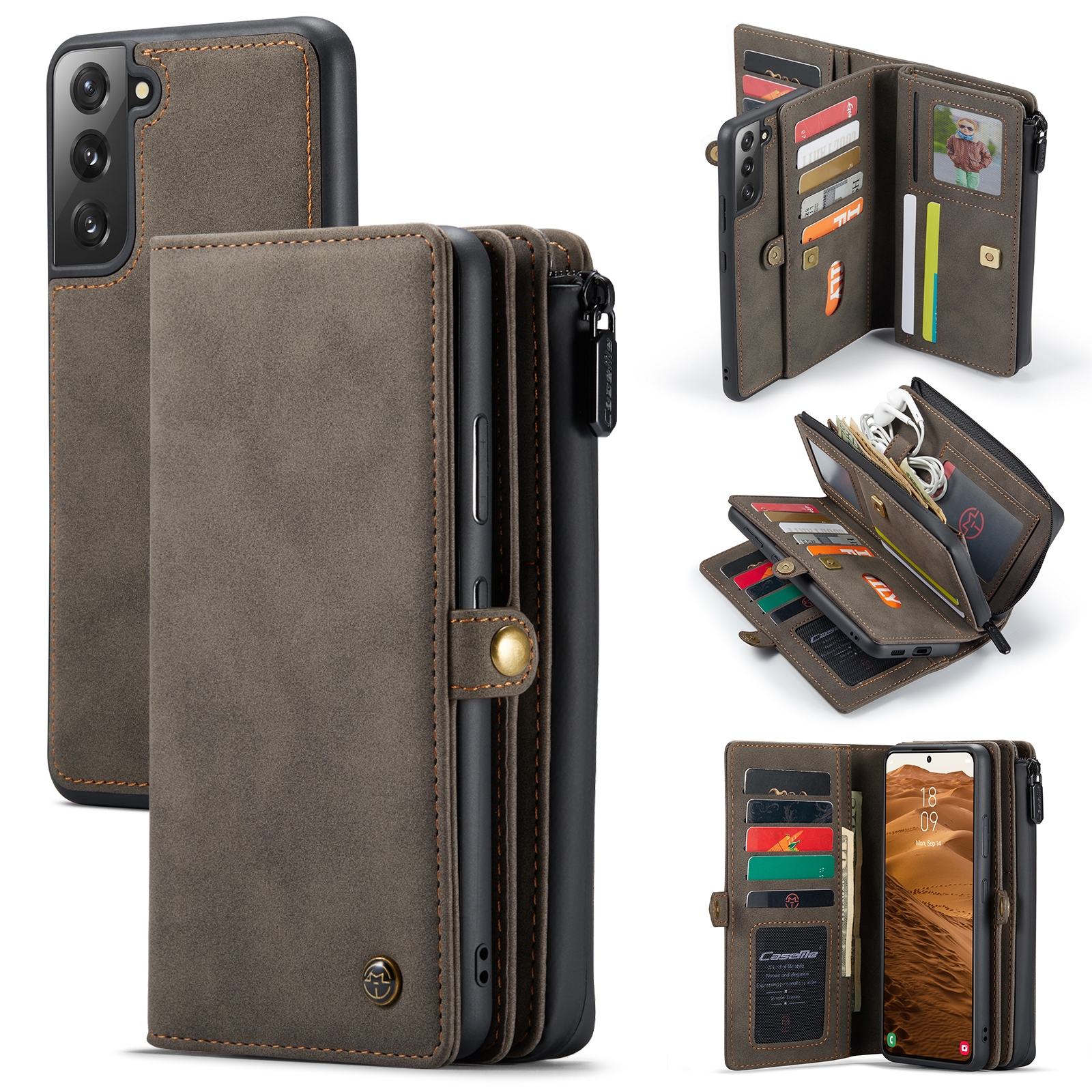 For Samsung Galaxy S22+ 5G CaseMe 018 Detachable Multi-functional Leather Phone Case(Brown) For Samsung Galaxy S22+ 5G CaseMe 018 Detachable Multi-functional Leather Phone Case(Brown)