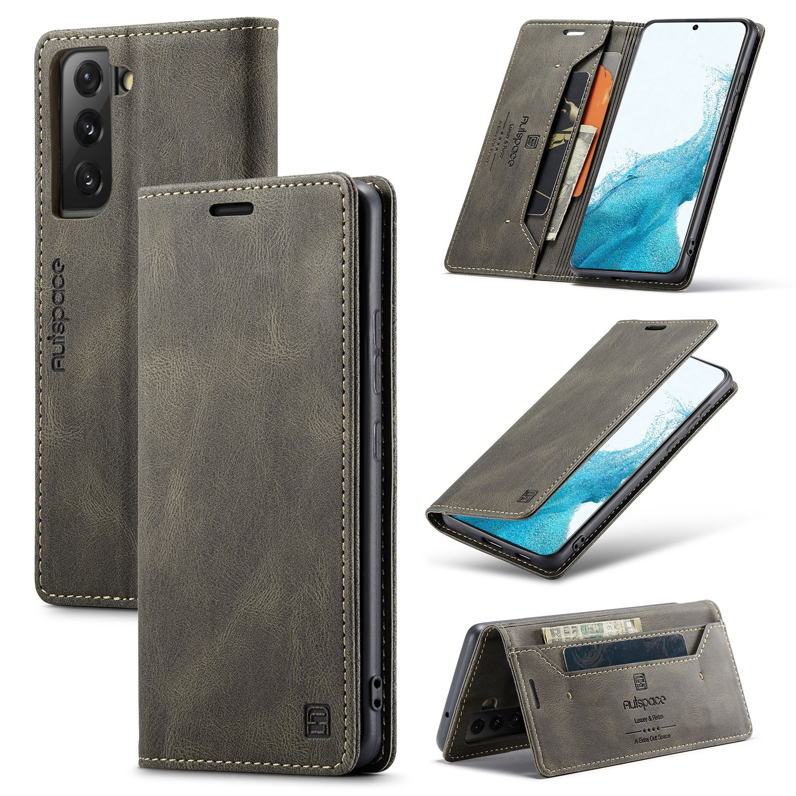 For Samsung Galaxy S22+ 5G AutSpace A01 Retro Skin-feel Crazy Horse RFID Leather Phone Case(Coffee) For Samsung Galaxy S22+ 5G AutSpace A01 Retro Skin-feel Crazy Horse RFID Leather Phone Case(Coffee)