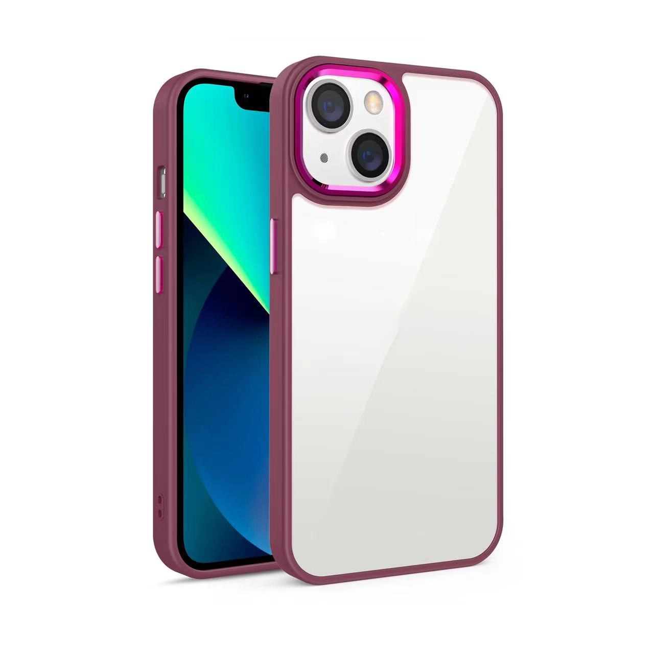 For iPhone 13 3 in 1 Electroplated Acrylic Phone Case(Wine Red) For iPhone 13 3 in 1 Electroplated Acrylic Phone Case(Wine Red)