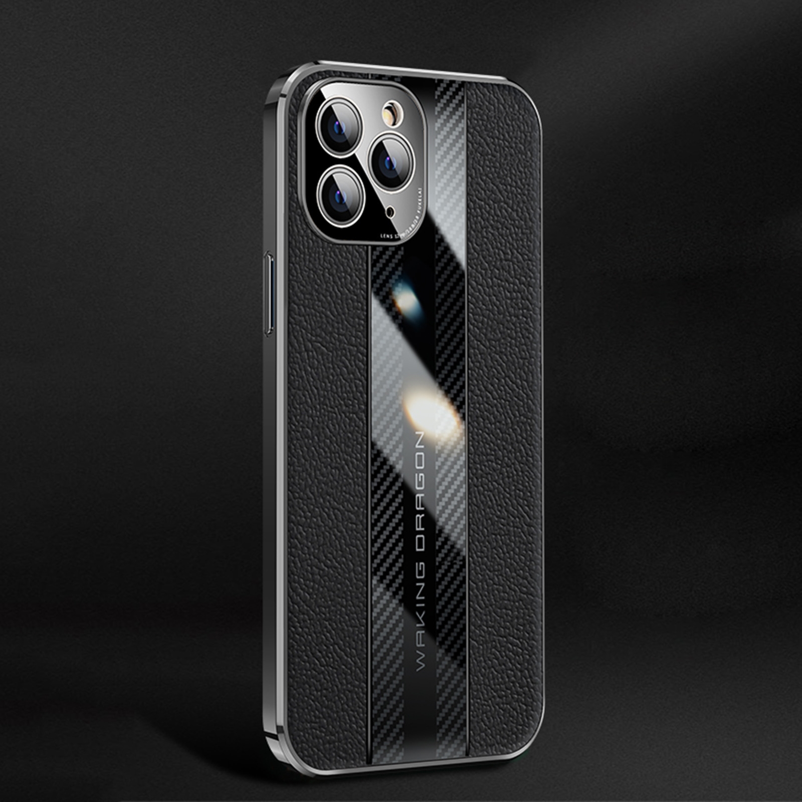 Racing Car Design Leather Electroplating Process Anti-fingerprint Protective Phone Case For iPhone 11 Pro Max(Black)