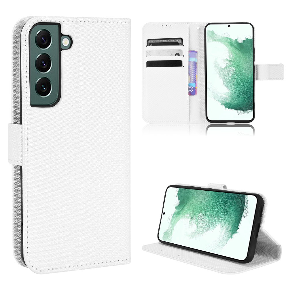 For Samsung Galaxy S22 5G Diamond Texture Leather Phone Case(White)