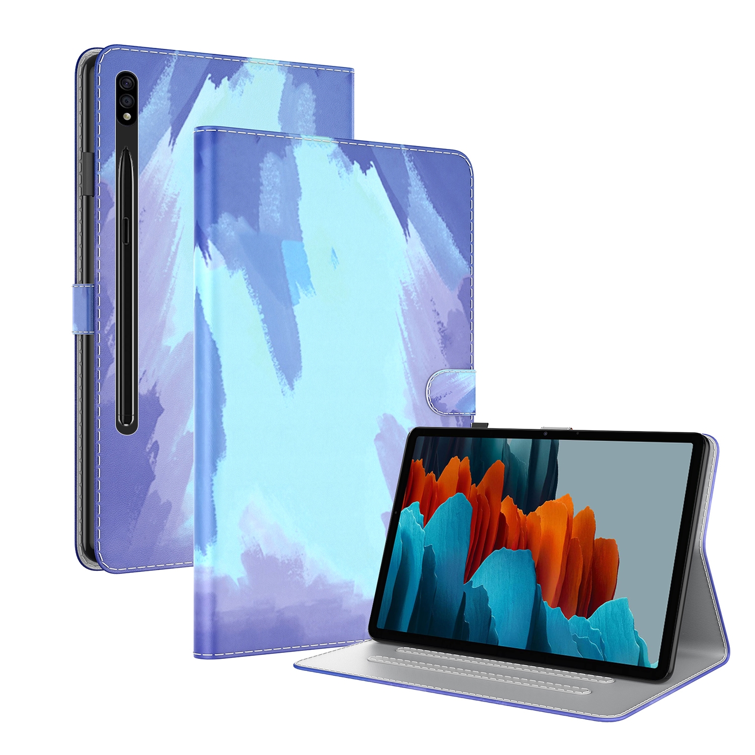 For Samsung Galaxy Tab S9 Watercolor Pattern Flip Leather Tablet Case(Winter Snow) For Samsung Galaxy Tab S9 Watercolor Pattern Flip Leather Tablet Case(Winter Snow)