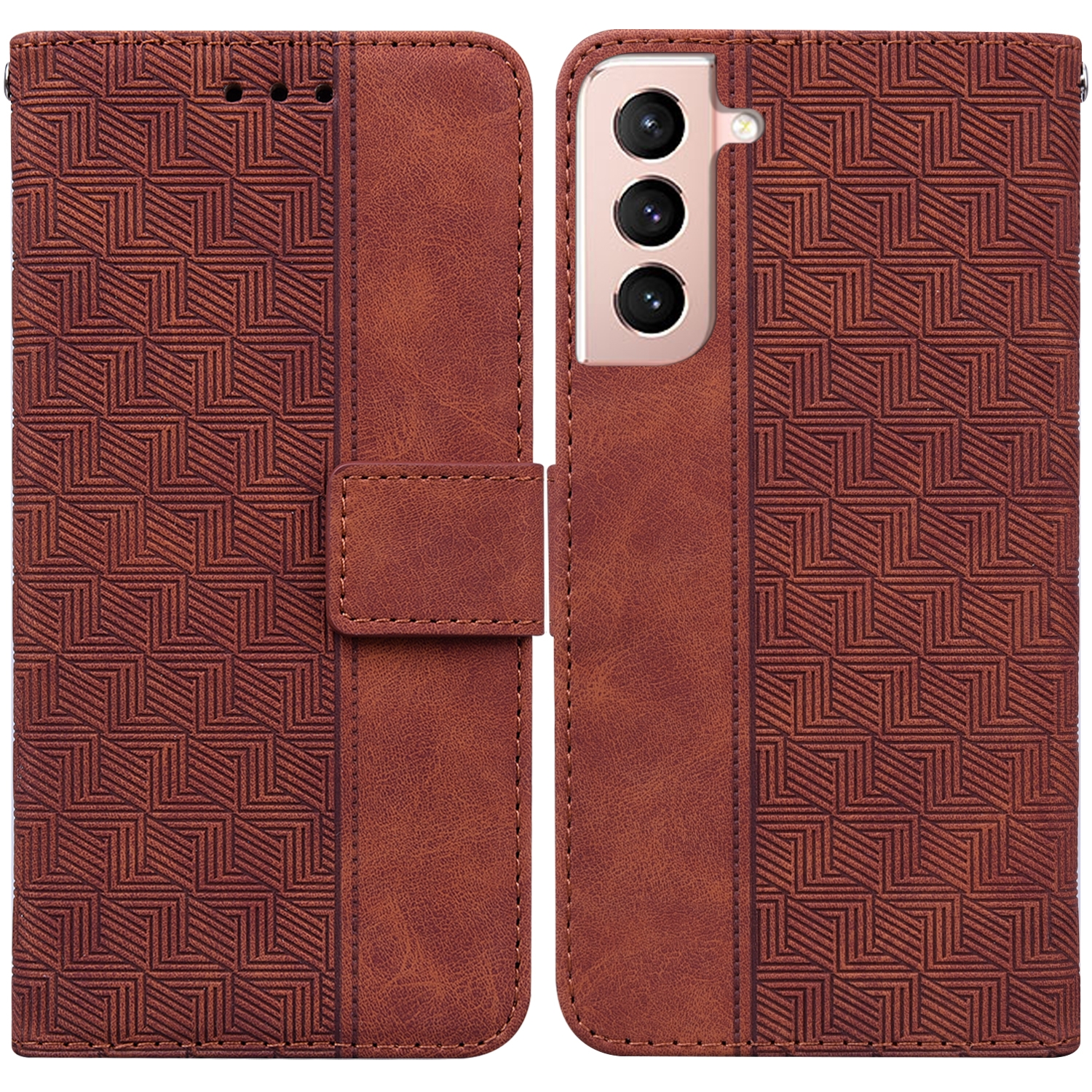 For Samsung Galaxy S22+ 5G Geometric Embossed Leather Phone Case(Brown) For Samsung Galaxy S22+ 5G Geometric Embossed Leather Phone Case(Brown)