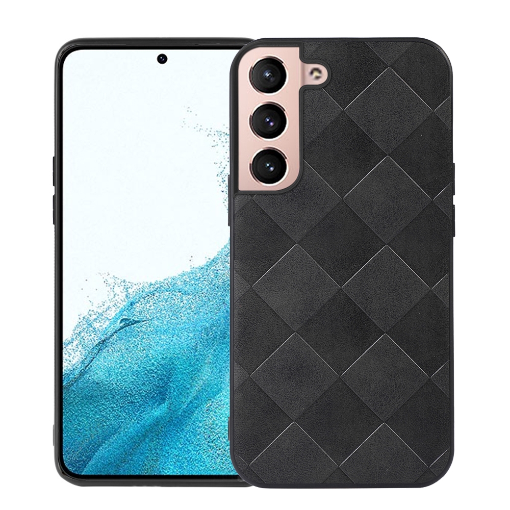For Samsung Galaxy S22 5G Weave Plaid PU Phone Case(Black) For Samsung Galaxy S22 5G Weave Plaid PU Phone Case(Black)