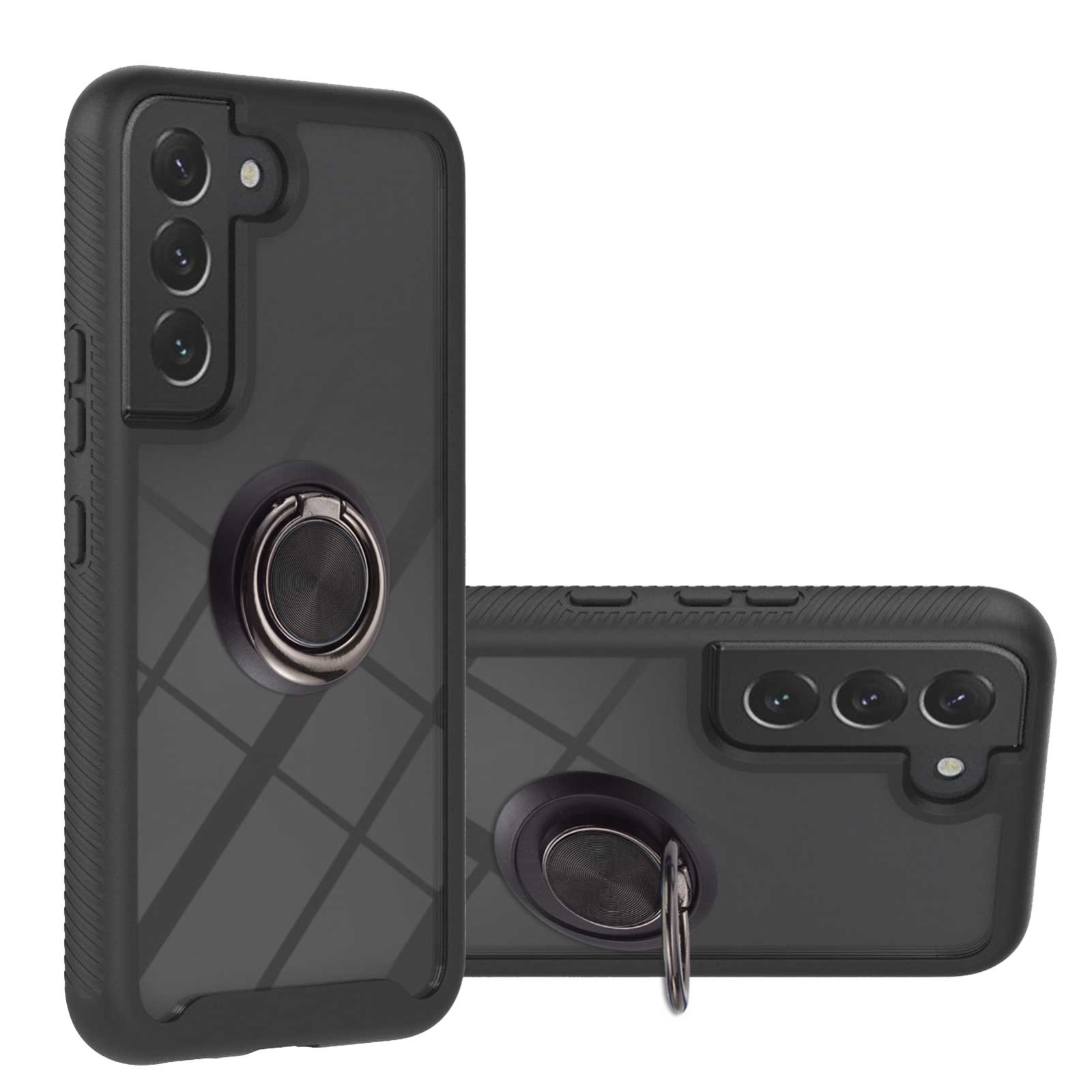 For Samsung Galaxy S22 Shockproof PC + TPU Phone Case with Ring Holder(Black) For Samsung Galaxy S22 Shockproof PC + TPU Phone Case with Ring Holder(Black)