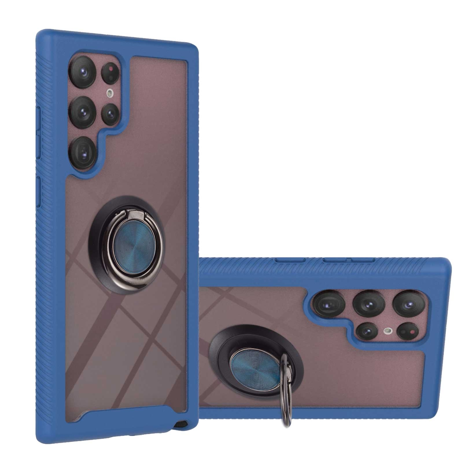 For Samsung Galaxy S22 Ultra Shockproof PC + TPU Phone Case with Ring Holder(Blue) For Samsung Galaxy S22 Ultra Shockproof PC + TPU Phone Case with Ring Holder(Blue)