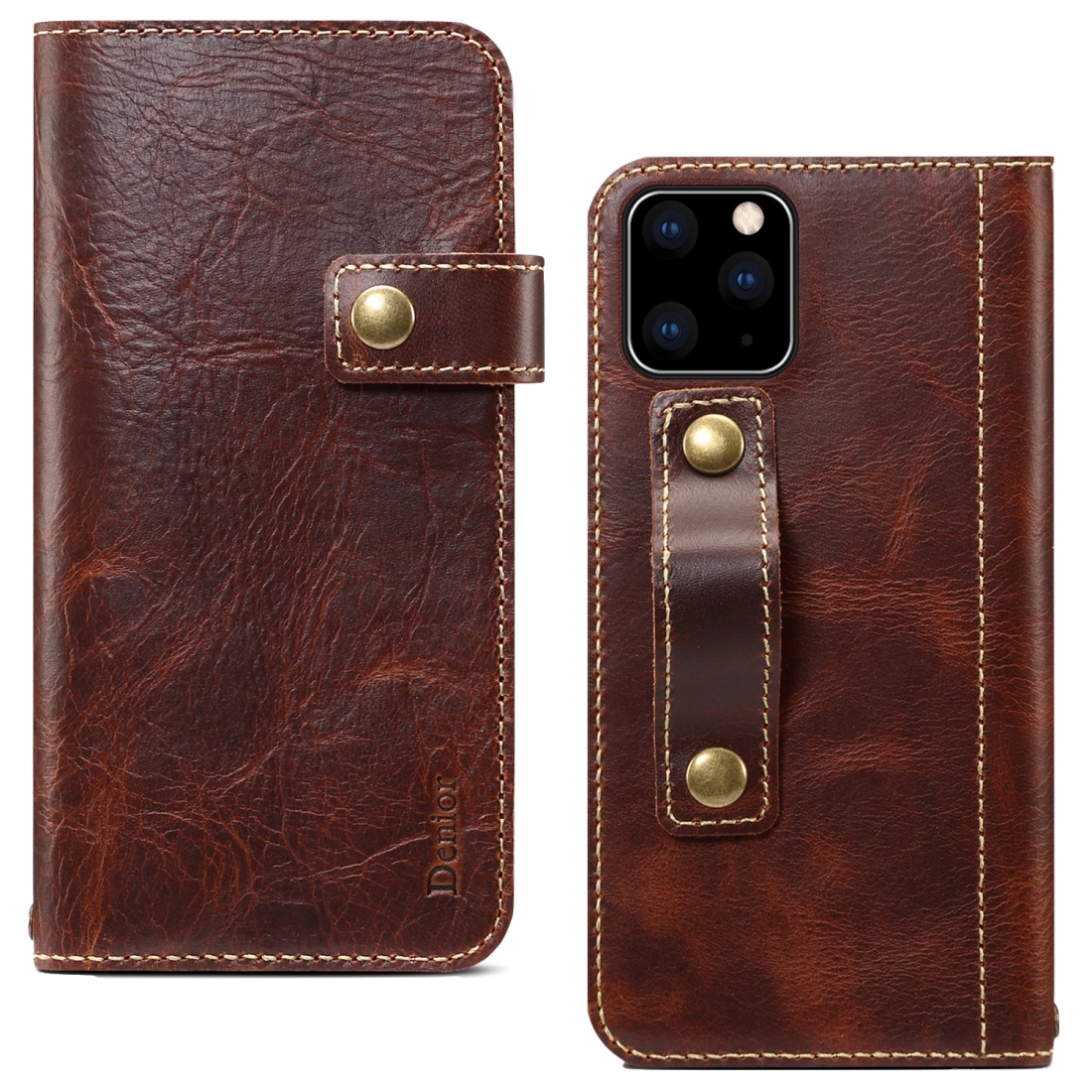 For iPhone 11 Pro Max Denior Oil Wax Cowhide DK Magnetic Button Horizontal Flip Leather Case with Holder & Card Slots & Wallet(Brown) For iPhone 11 Pro Max Denior Oil Wax Cowhide DK Magnetic Button Horizontal Flip Leather Case with Holder & Card Slots & Wallet(Brown)