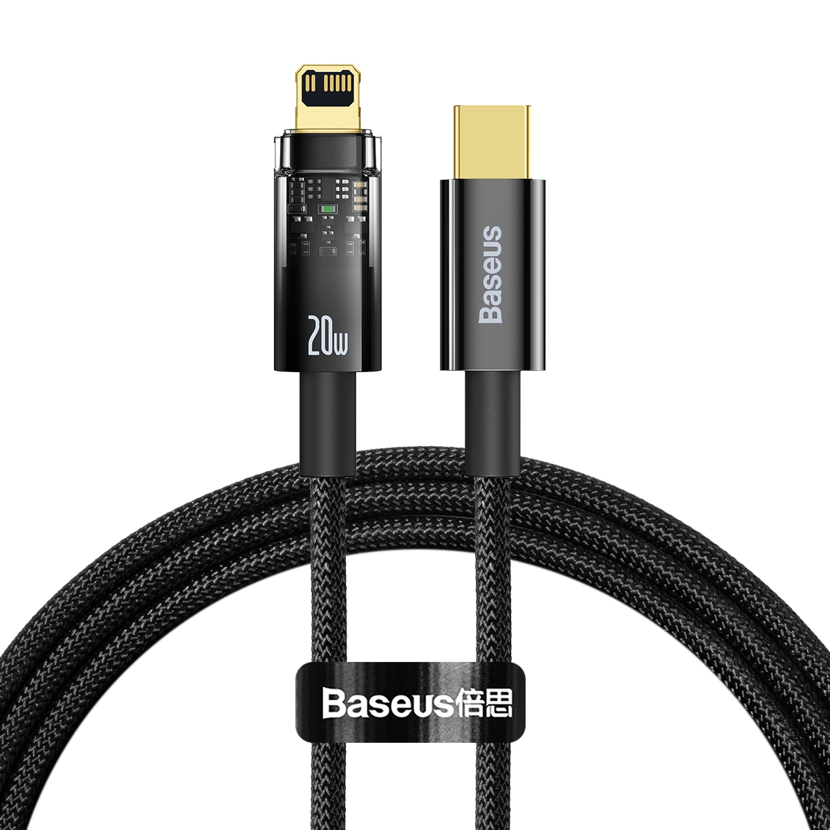 Baseus 20W Type-C / USB-C to 8 Pin Explorer Series Auto Power-Off Fast Charging Data Cable, Length:1m(Black) Baseus 20W Type-C / USB-C to 8 Pin Explorer Series Auto Power-Off Fast Charging Data Cable, Length:1m(Black)