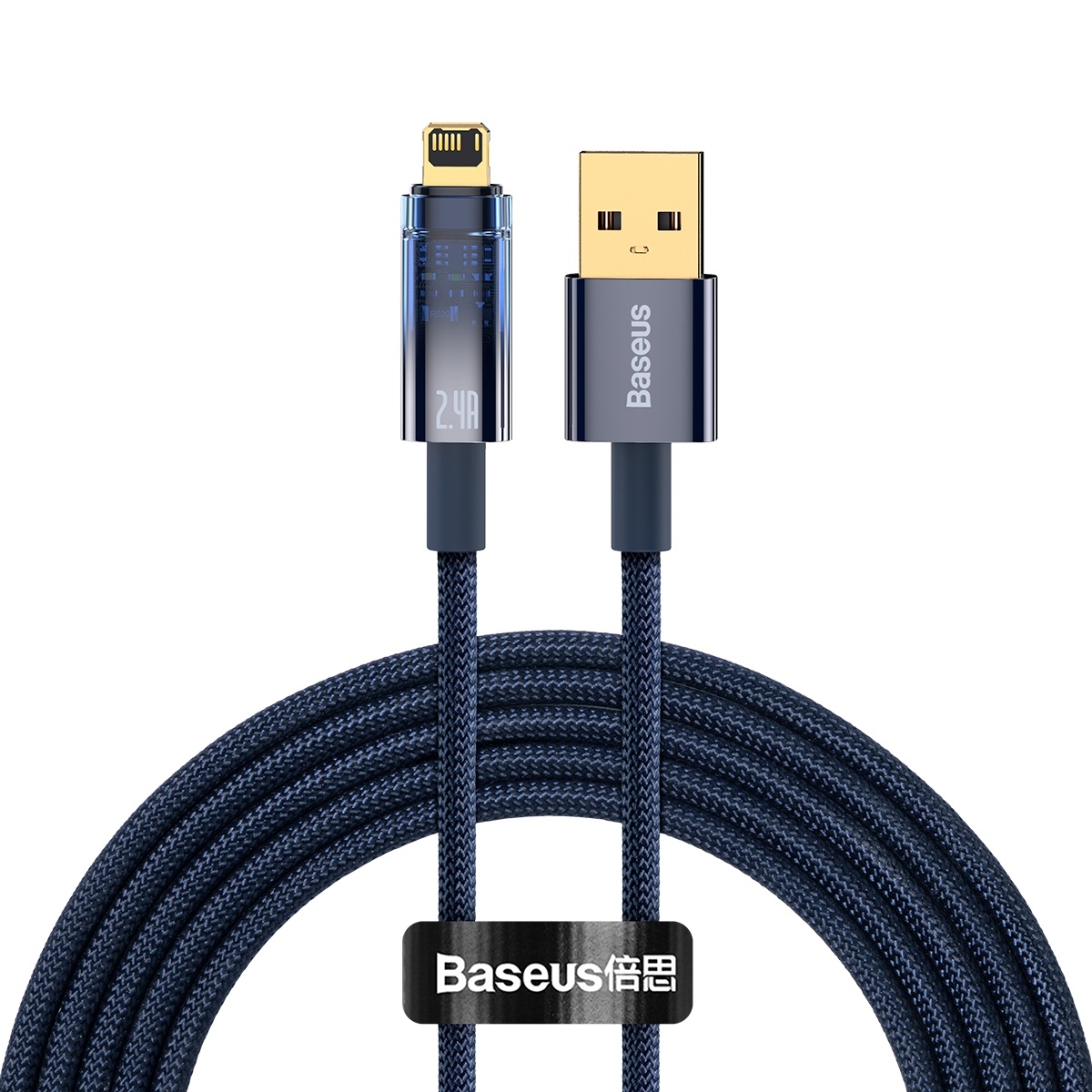 Baseus 2.4A USB to 8 Pin Explorer Series Auto Power-Off Fast Charging Data Cable, Length:2m(Blue) Baseus 2.4A USB to 8 Pin Explorer Series Auto Power-Off Fast Charging Data Cable, Length:2m(Blue)