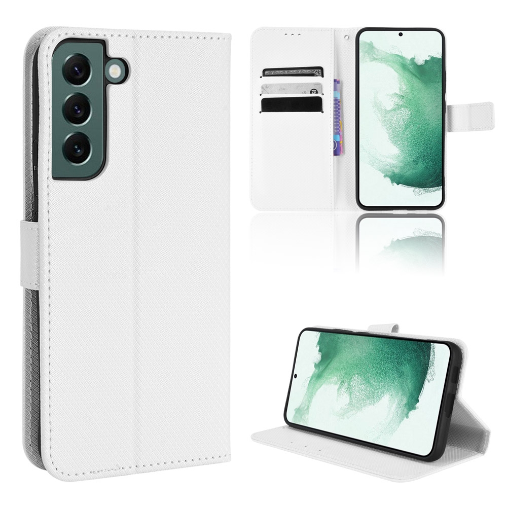 For Samsung Galaxy S22+ 5G Diamond Texture Leather Phone Case(White) For Samsung Galaxy S22+ 5G Diamond Texture Leather Phone Case(White)