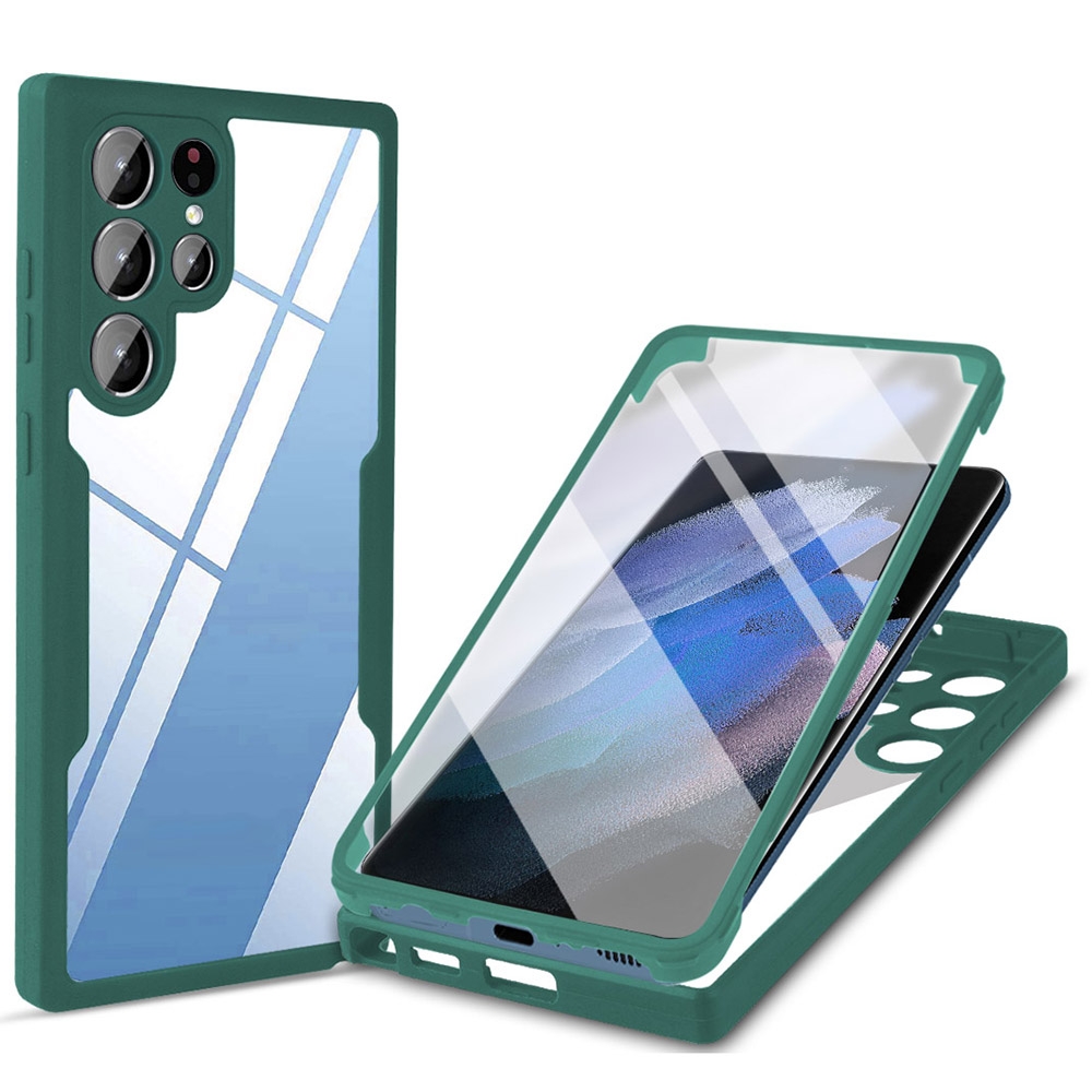 For Samsung Galaxy S22 Ultra 5G Acrylic + TPU 360 Degrees Full Coverage Shockproof Phone Case(Green)