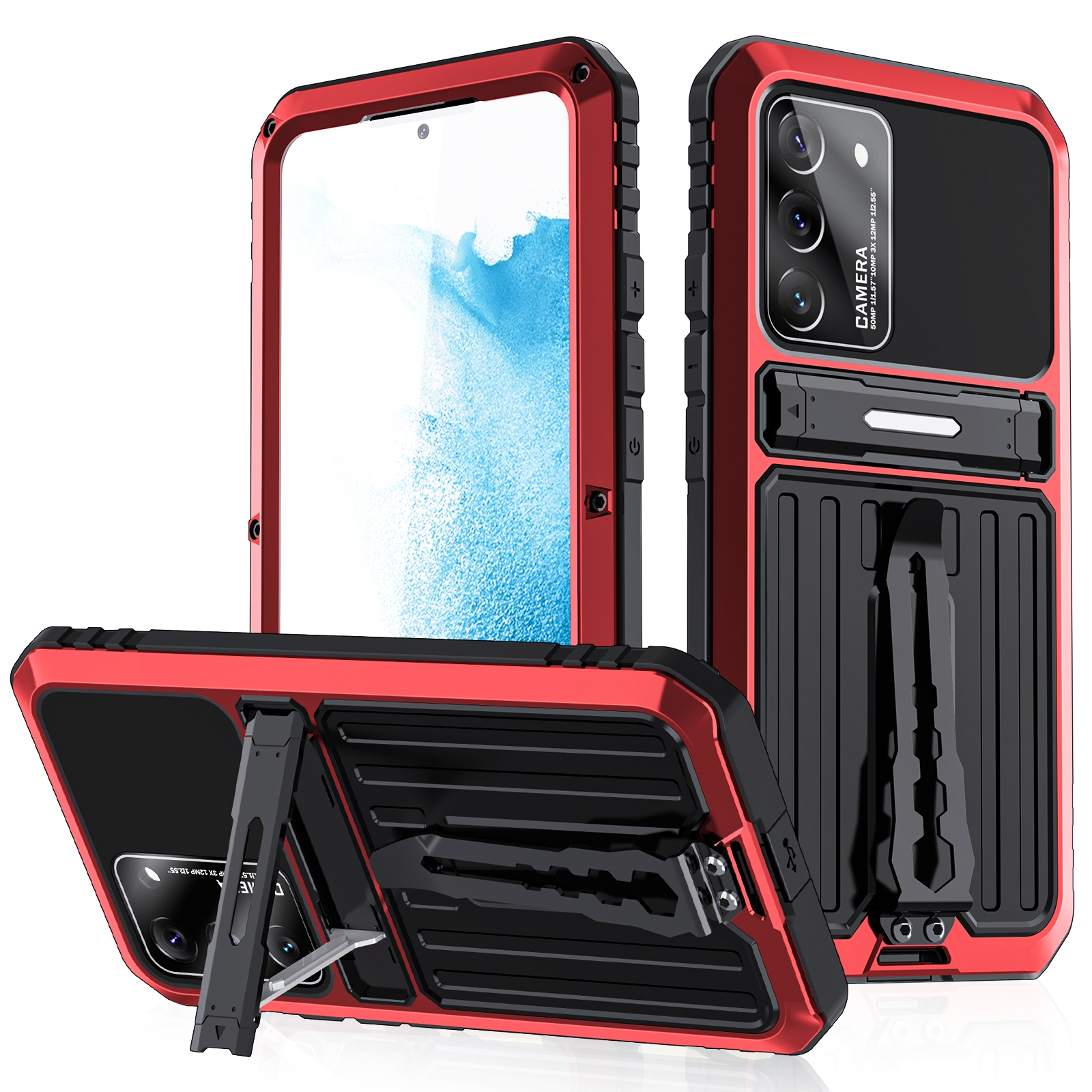 For Samsung Galaxy S22 5G Triple-proof Armor Life Waterproof Phone Case with Holder(Red) For Samsung Galaxy S22 5G Triple-proof Armor Life Waterproof Phone Case with Holder(Red)