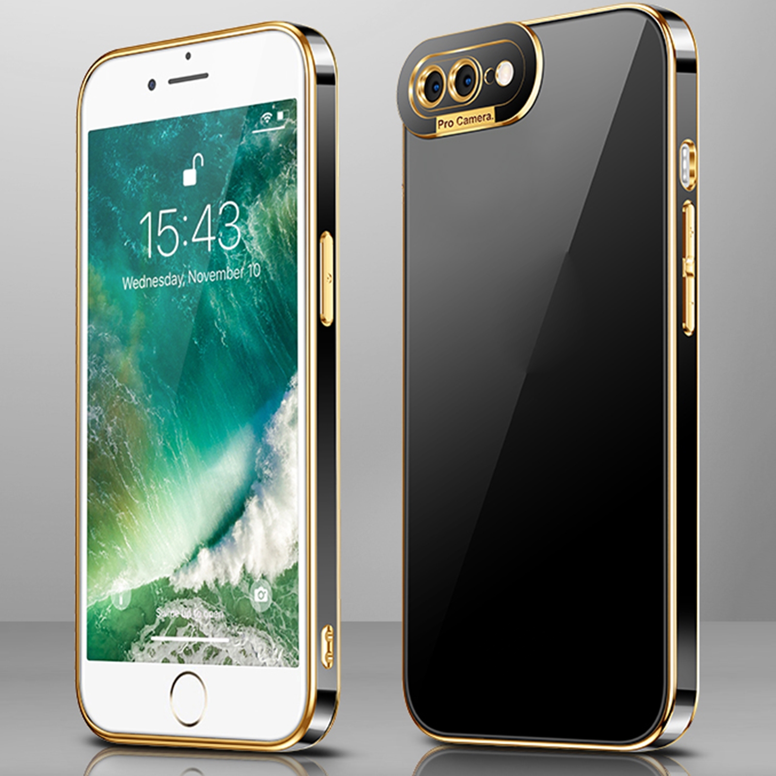 For iPhone SE 2022 / SE 2020 / 8 / 7 Electroplating All-inclusive Shockproof Phone Case(Black) For iPhone SE 2022 / SE 2020 / 8 / 7 Electroplating All-inclusive Shockproof Phone Case(Black)
