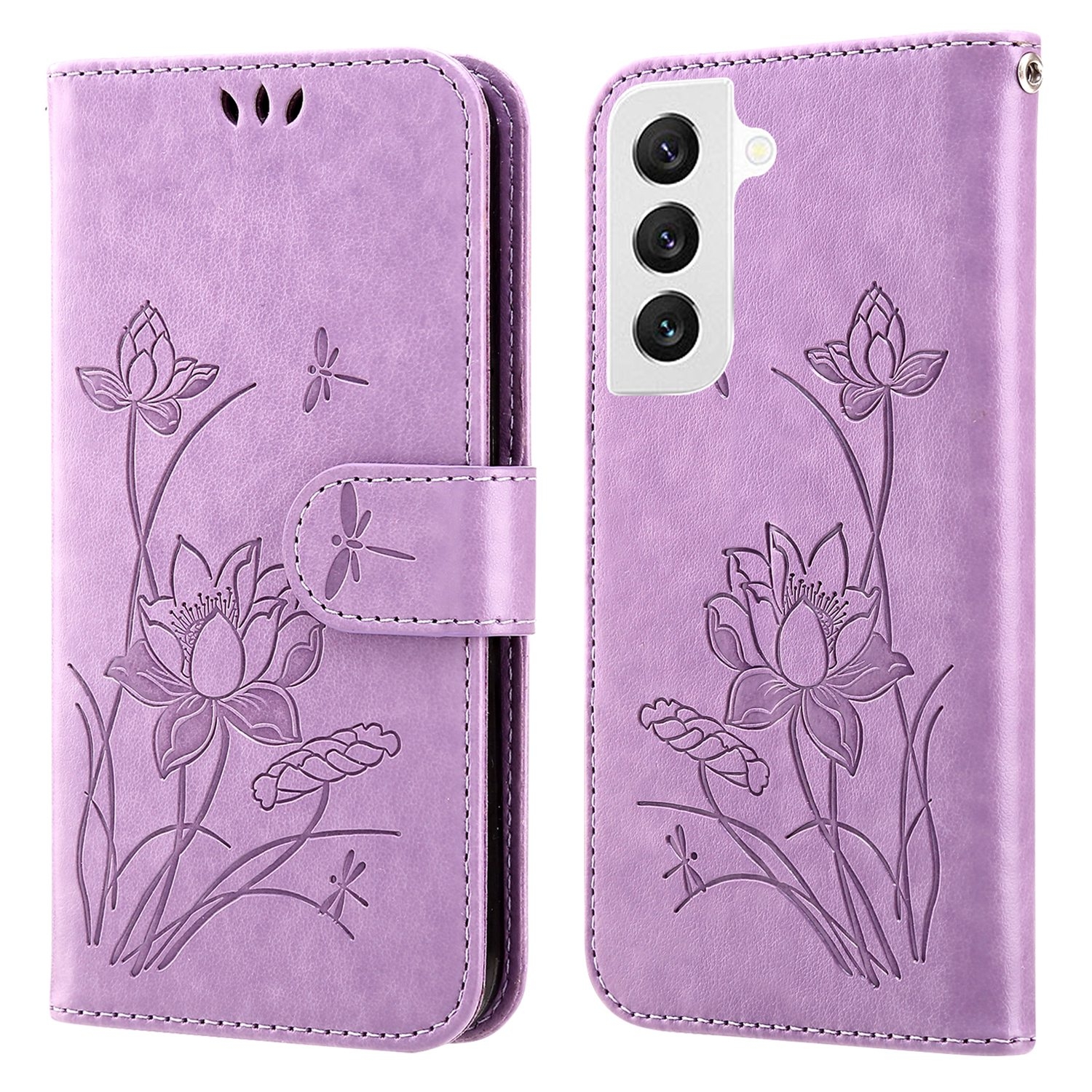 For Samsung Galaxy S22 5G Lotus Embossed Leather Phone Case(Purple) For Samsung Galaxy S22 5G Lotus Embossed Leather Phone Case(Purple)