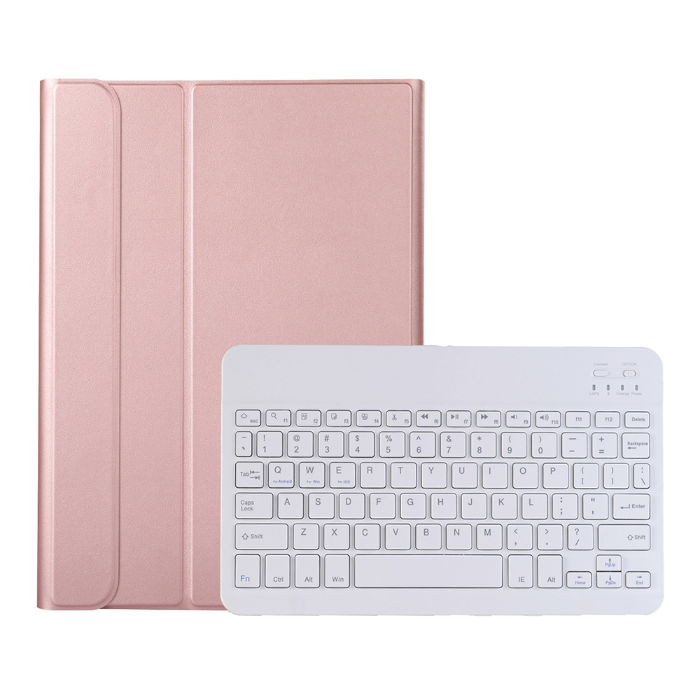 AK16 Lambskin Texture Bluetooth Keyboard Leather Case For Lenovo Tab 6 5G 10.3 inch(Rose Gold)